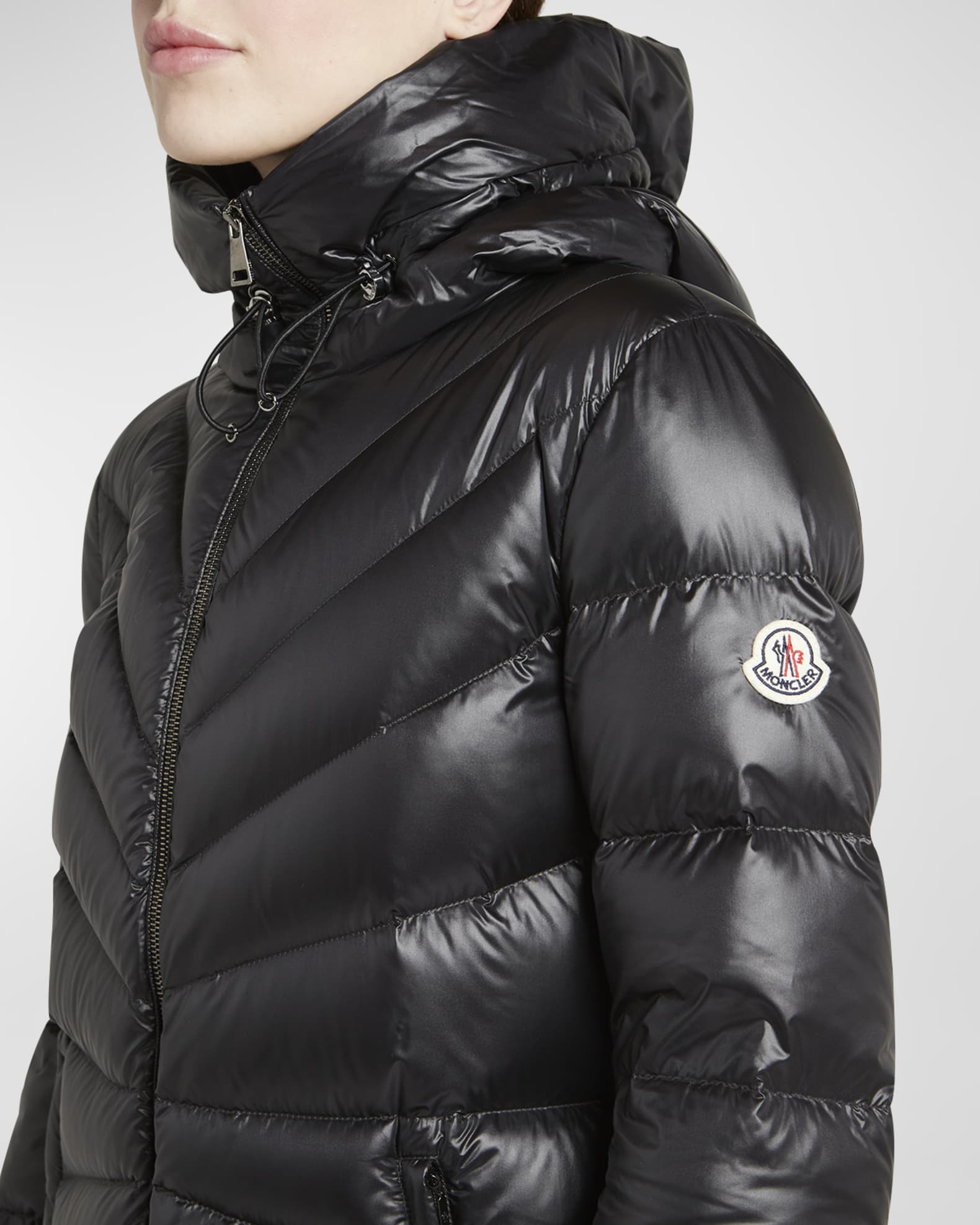 Moncler Chandre Long Puffer Coat with Removable Shearling Trim | Neiman ...