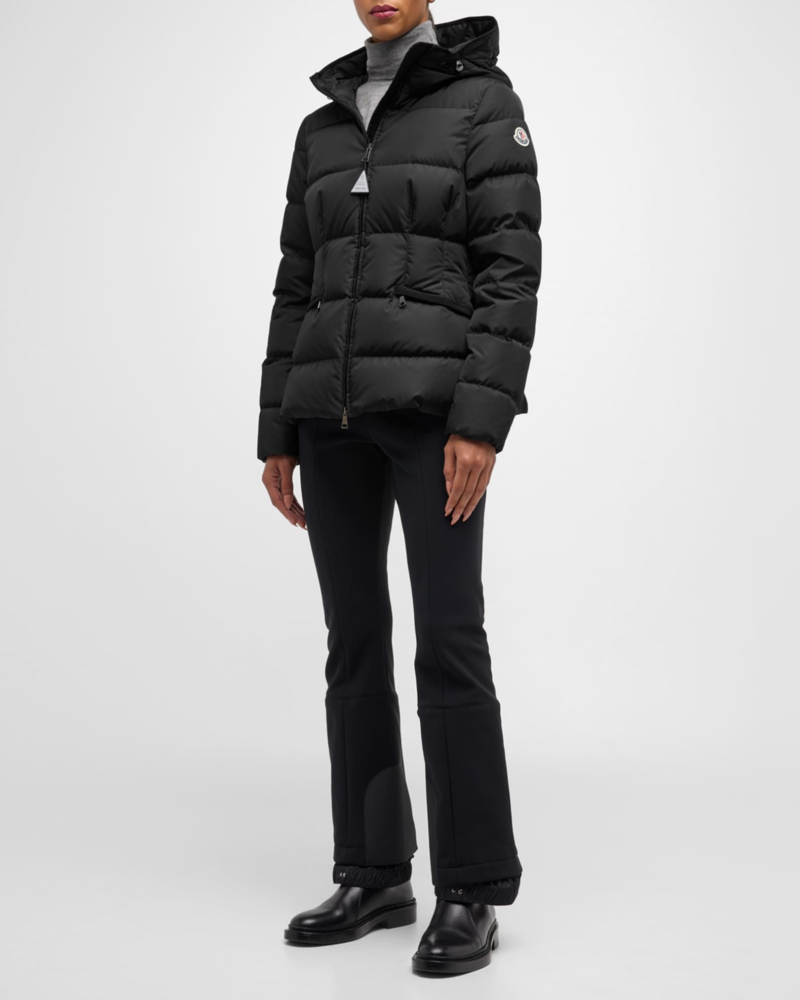 Moncler Avoce Hooded Puffer Jacket with Elastic Belt | Neiman Marcus
