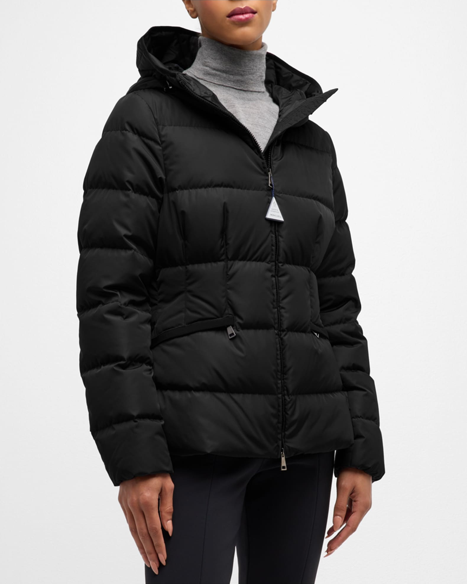 Moncler Avoce Hooded Puffer Jacket with Elastic Belt | Neiman Marcus