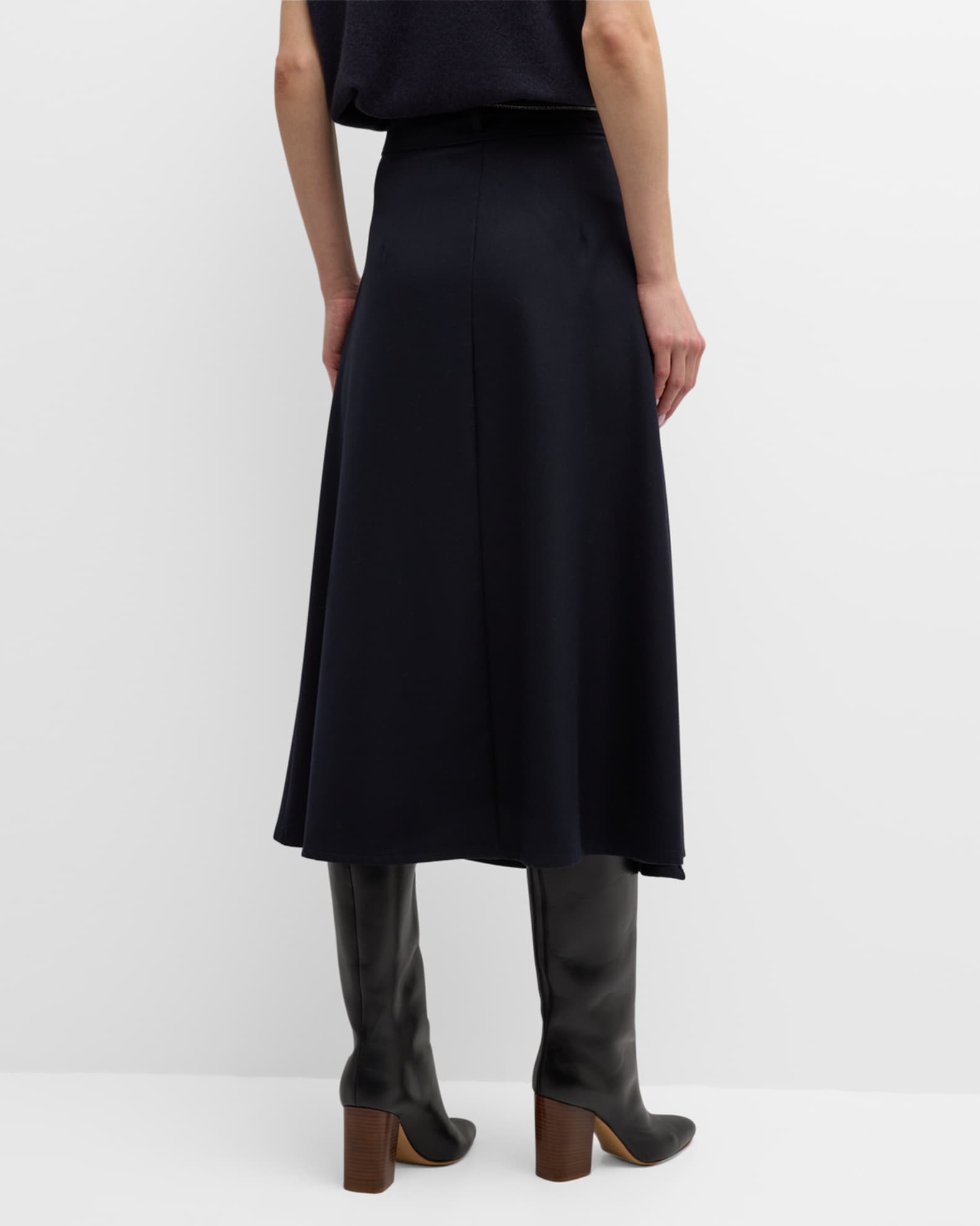 Peserico Beaded A-Line Flannel Midi Skirt | Neiman Marcus