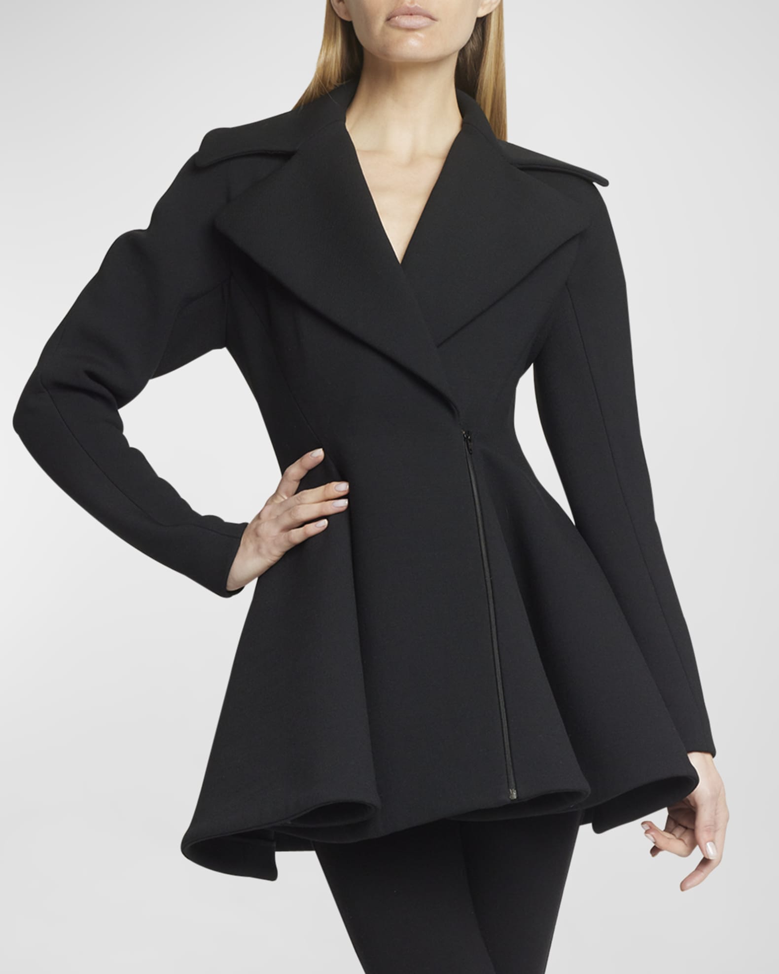 ALAIA Flared Wool Princess Coat Neiman Marcus