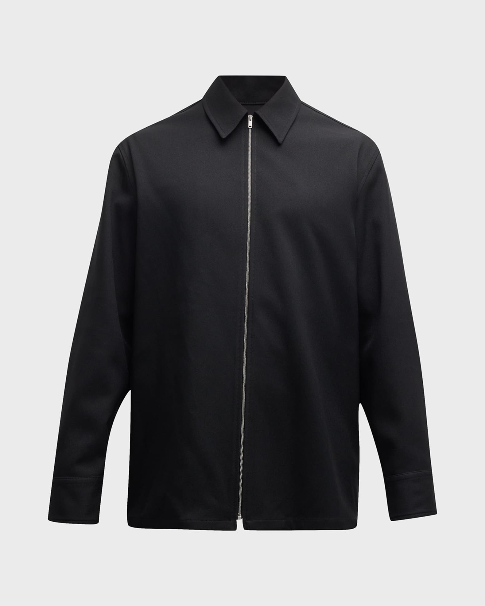 Jil Sander Men's Full-Zip Gabardine Overshirt | Neiman Marcus