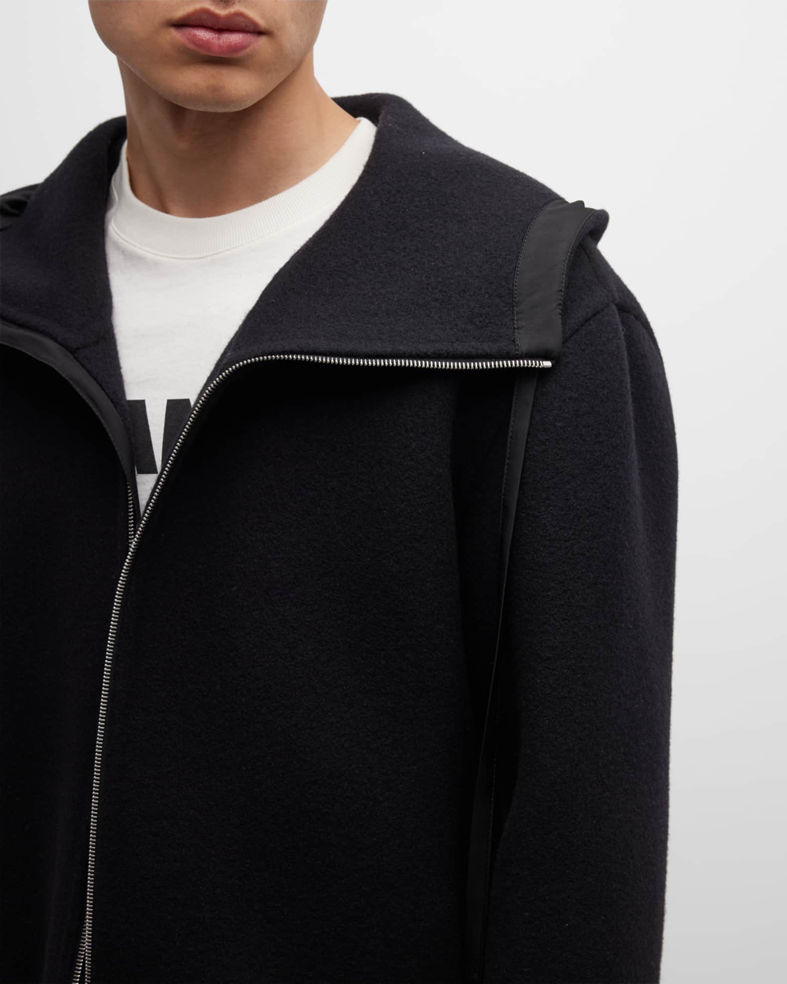 Jil Sander Men's Wool Zip Hoodie Neiman Marcus
