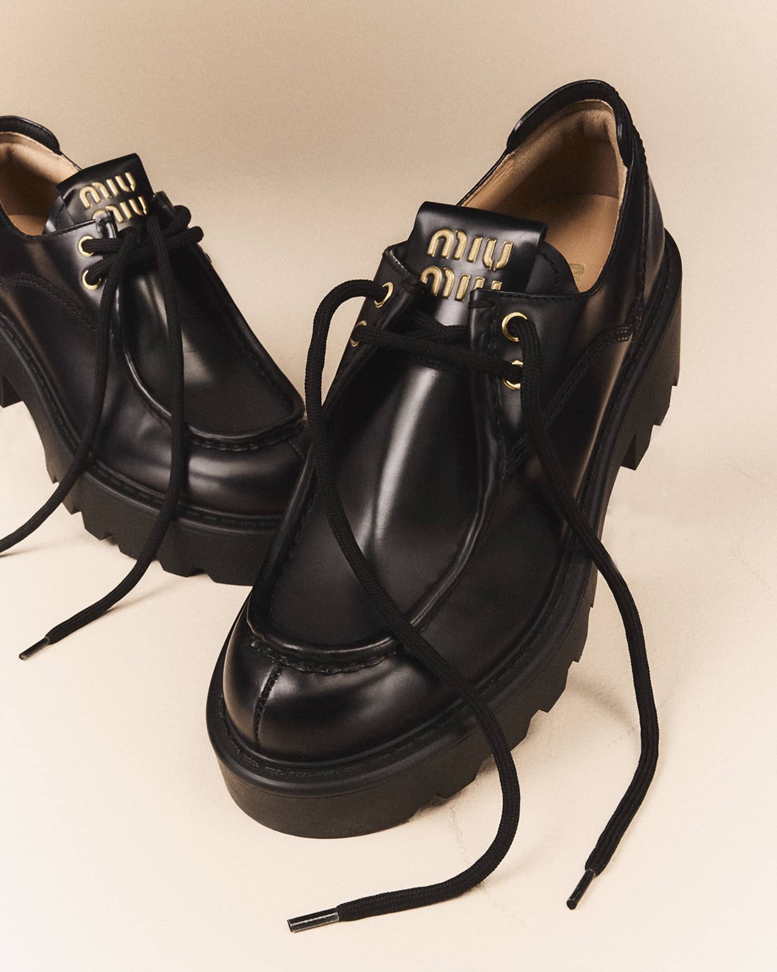 Miu Miu Leather Casual Derby Loafers | Neiman Marcus