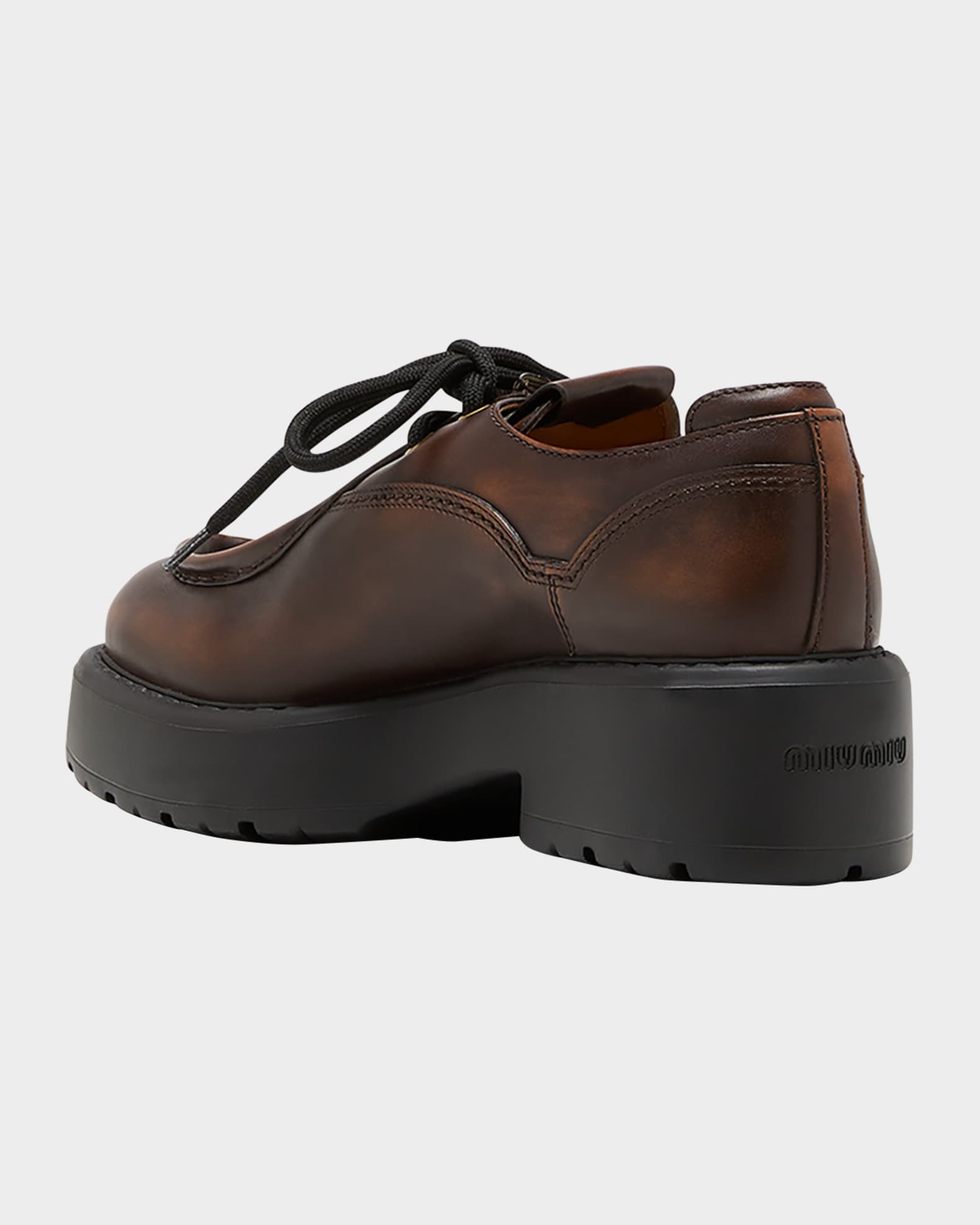 Miu Miu Leather Casual Derby Loafers | Neiman Marcus