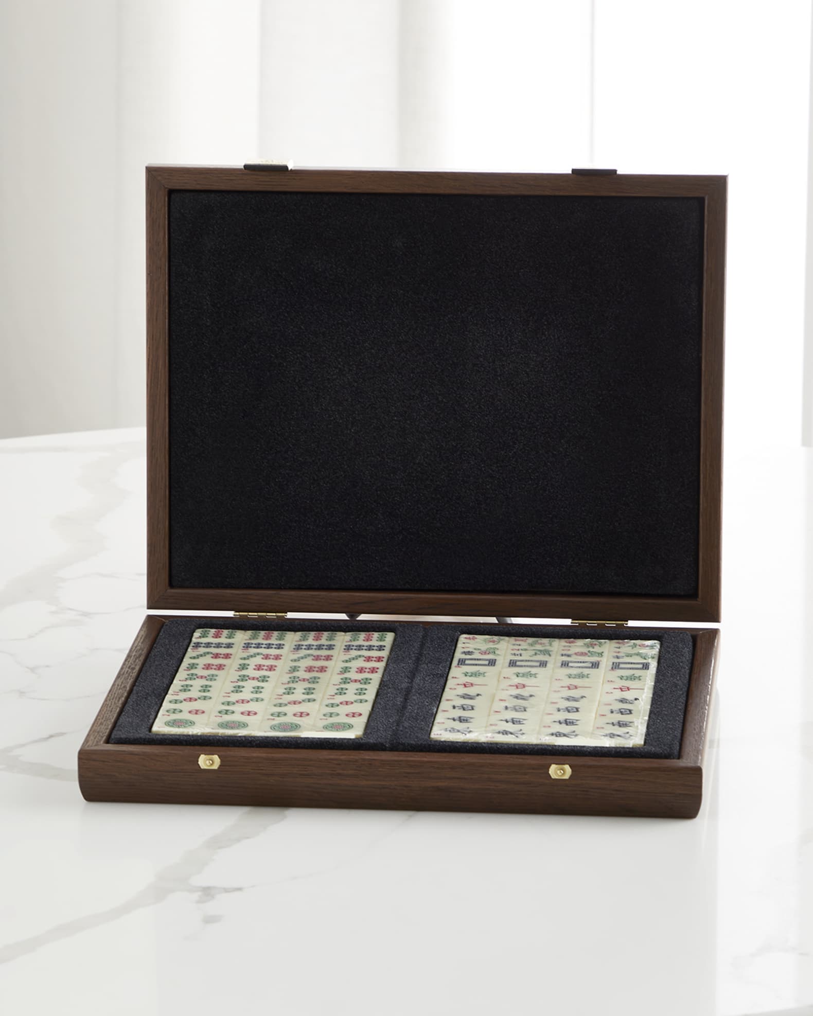 MANOPOULOS Mah Jongg Tiles in California Walnut Case