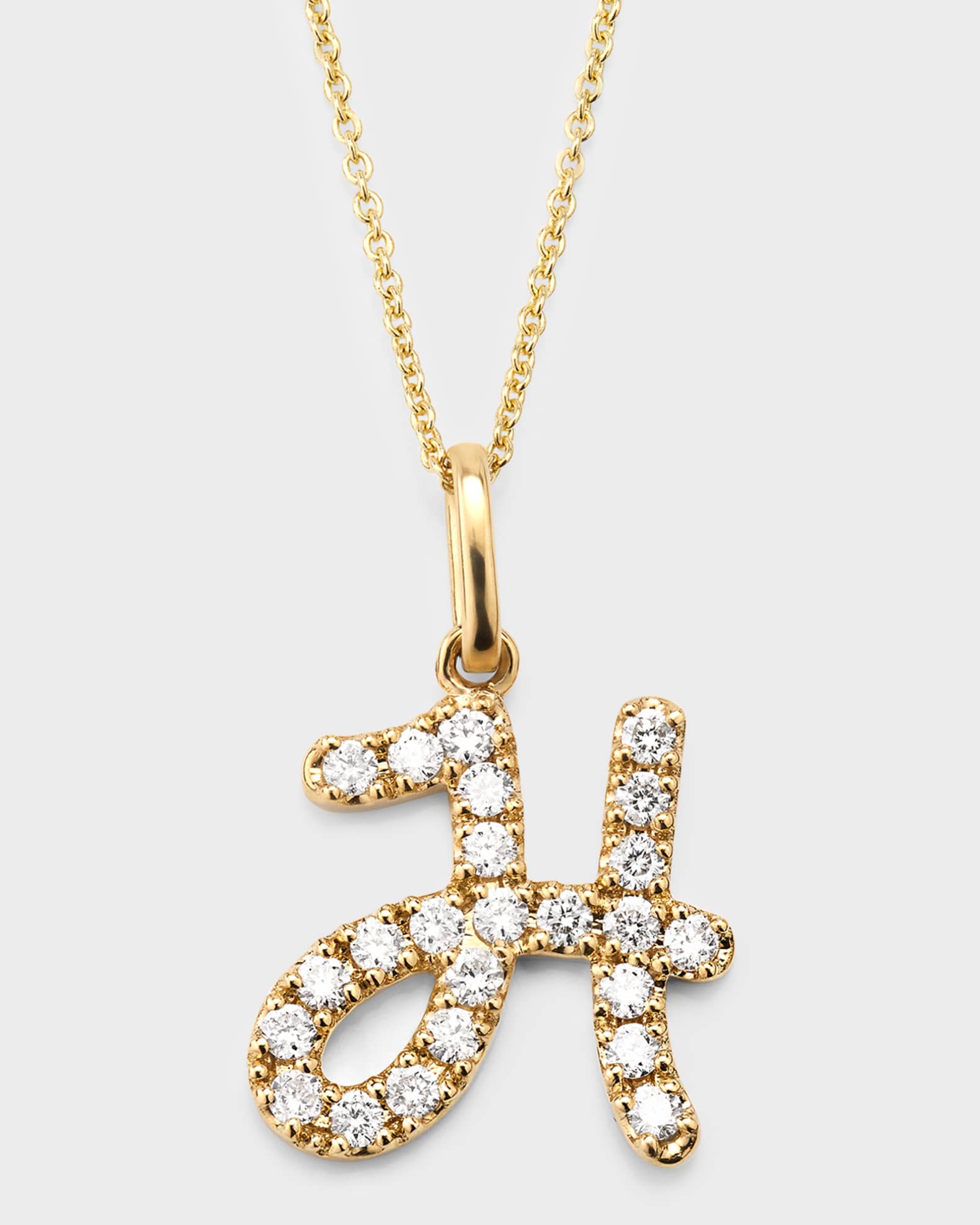14k Diamond Pave Initial Necklace 0