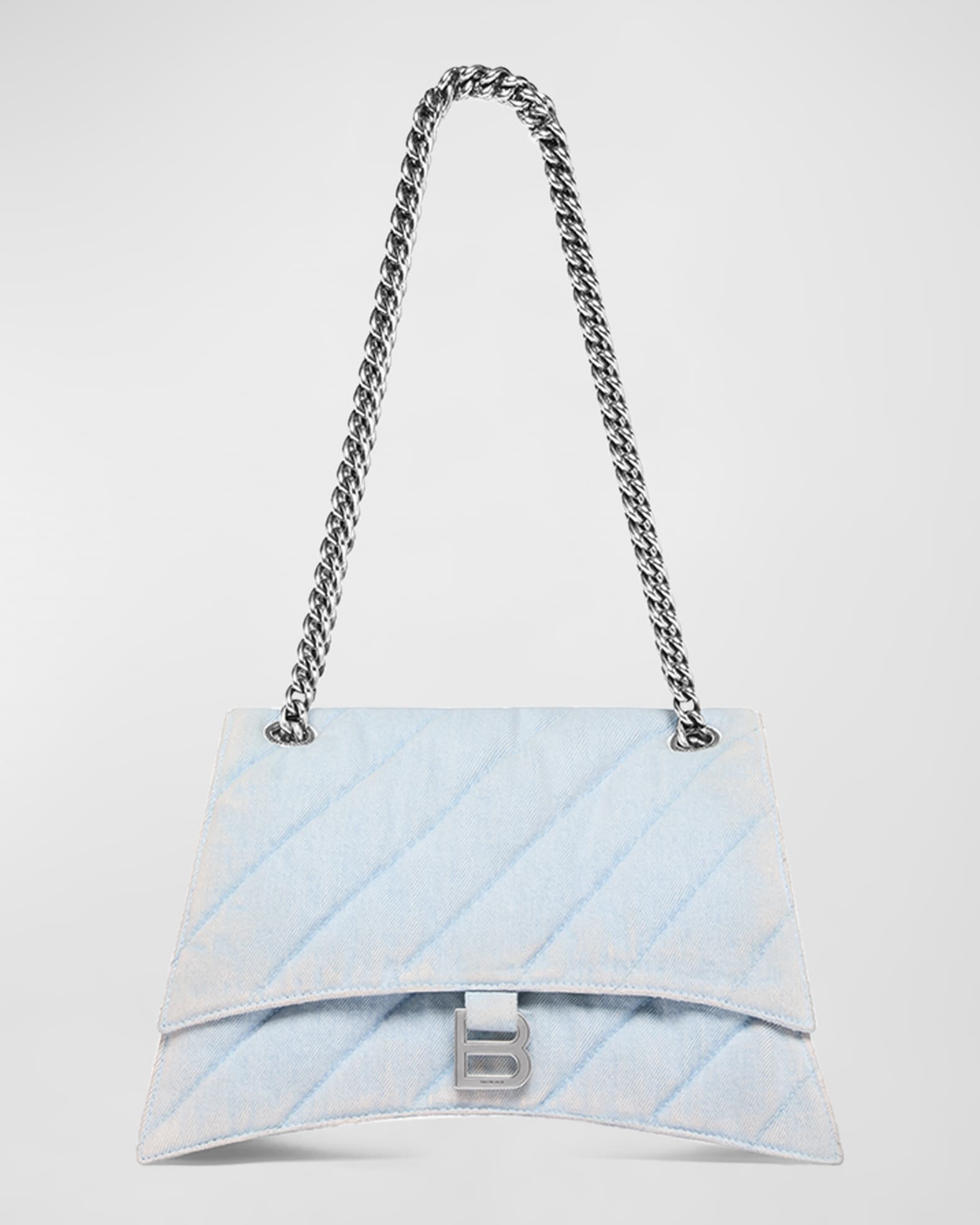 Balenciaga Crush Medium Chain Bag Quilted Denim Neiman Marcus
