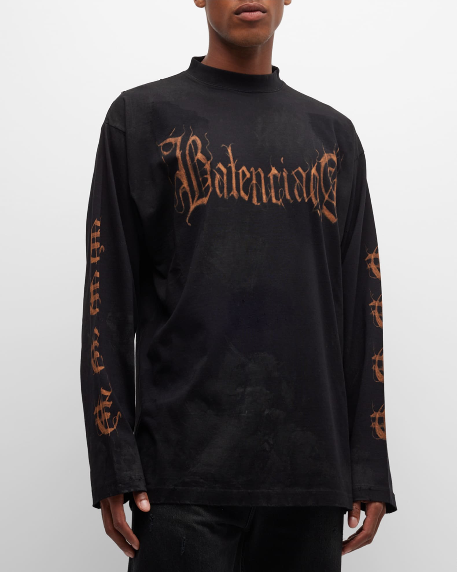 Balenciaga Metal Tee T Shirt Distressed Logo Mens NWOT New Size L Oversized