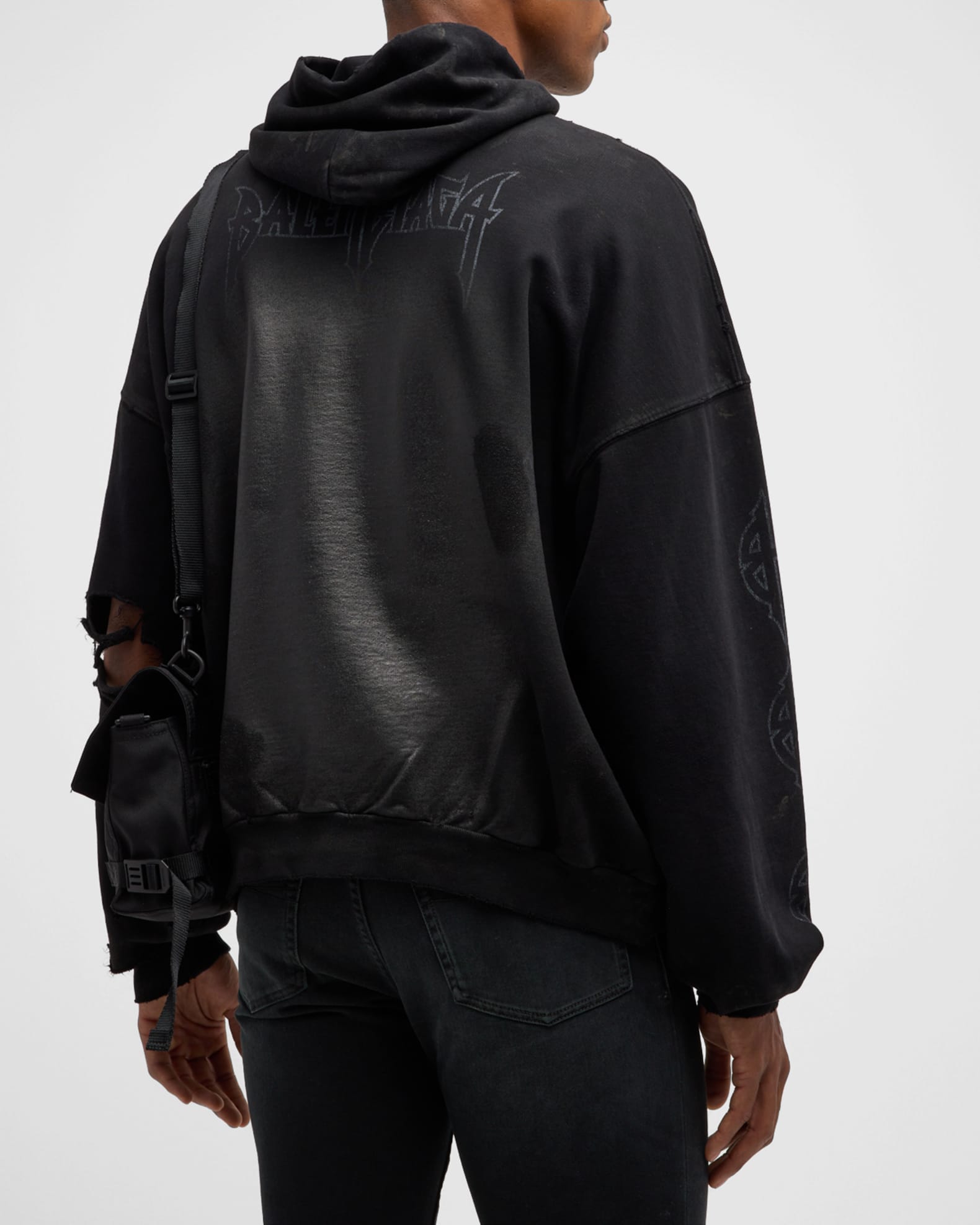 Paris Moon Outerwear Zip-up Hoodie Oversized in Black Faded