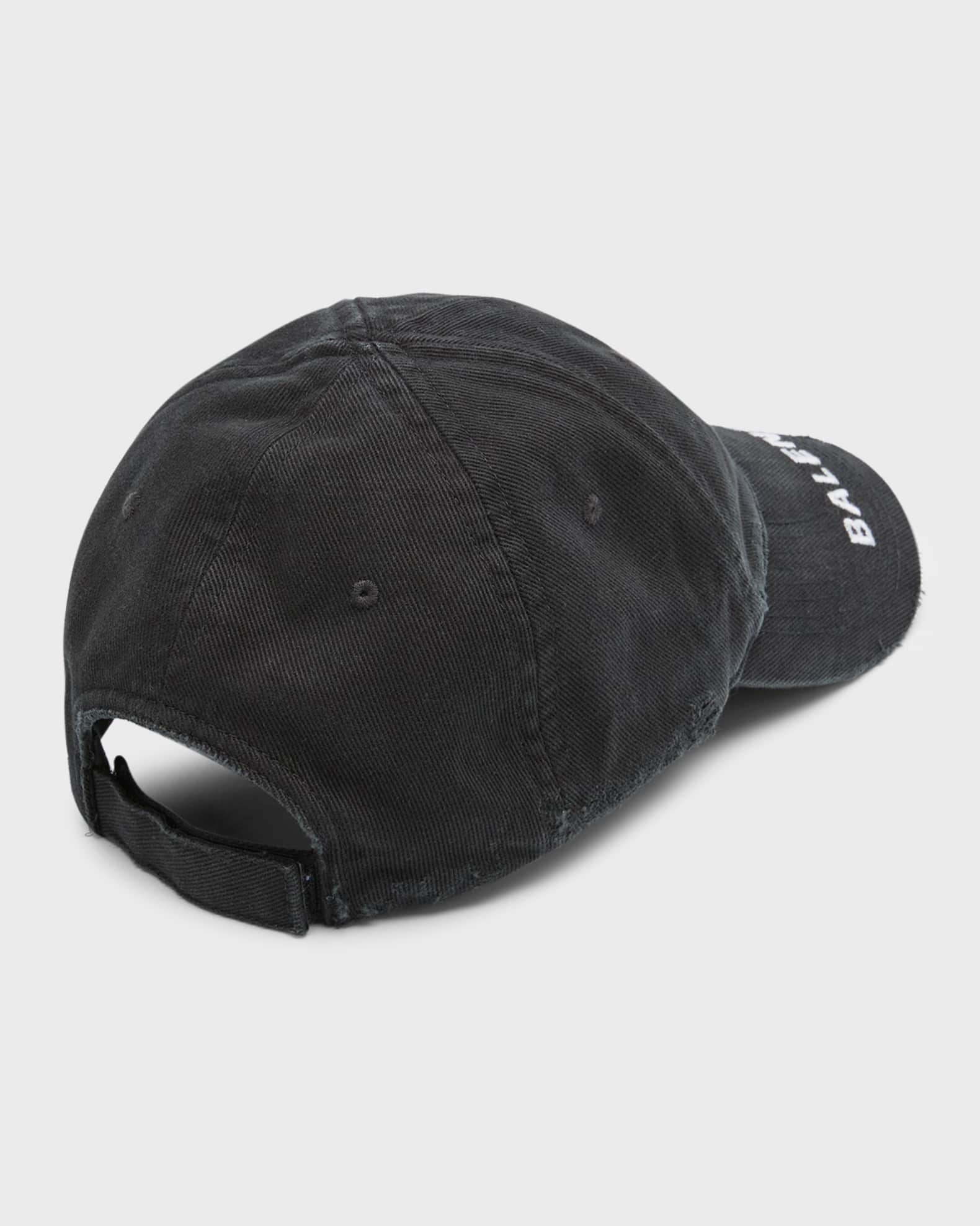 Men's Balenciaga Distressed Denim Baseball Cap