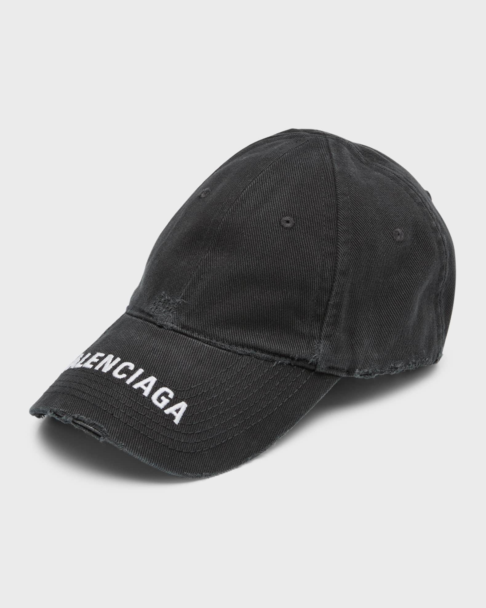 Balenciaga Distressed Denim Baseball Cap