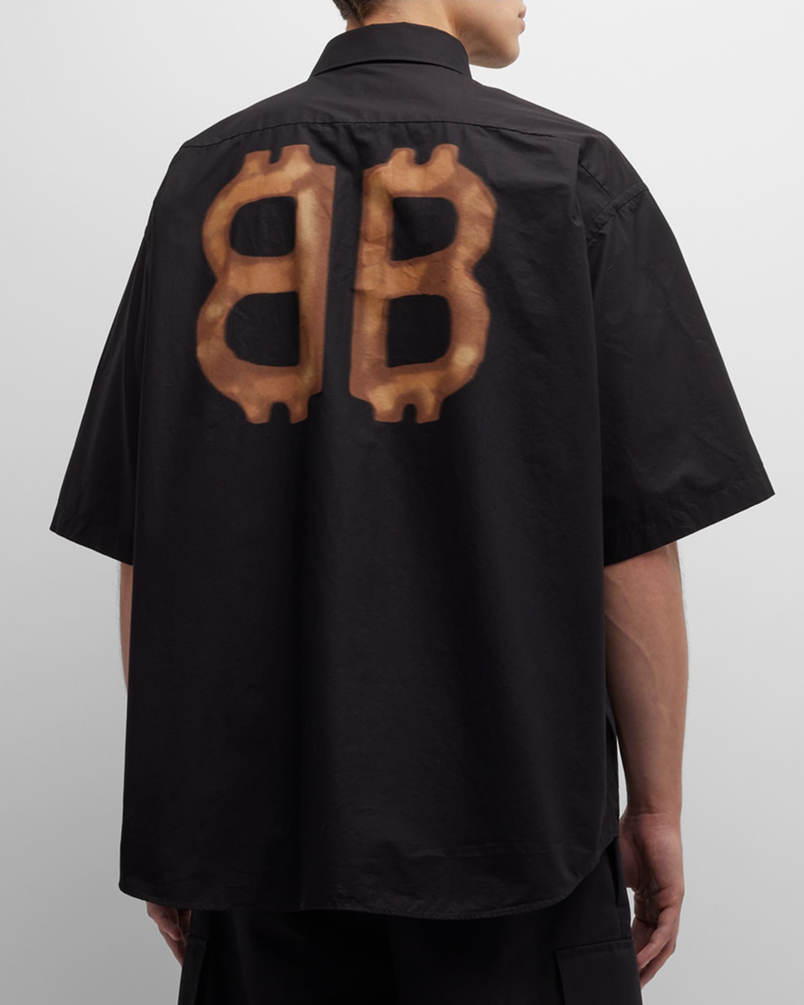 Balenciaga Crypto Short Sleeve Shirt Large Fit | Neiman Marcus