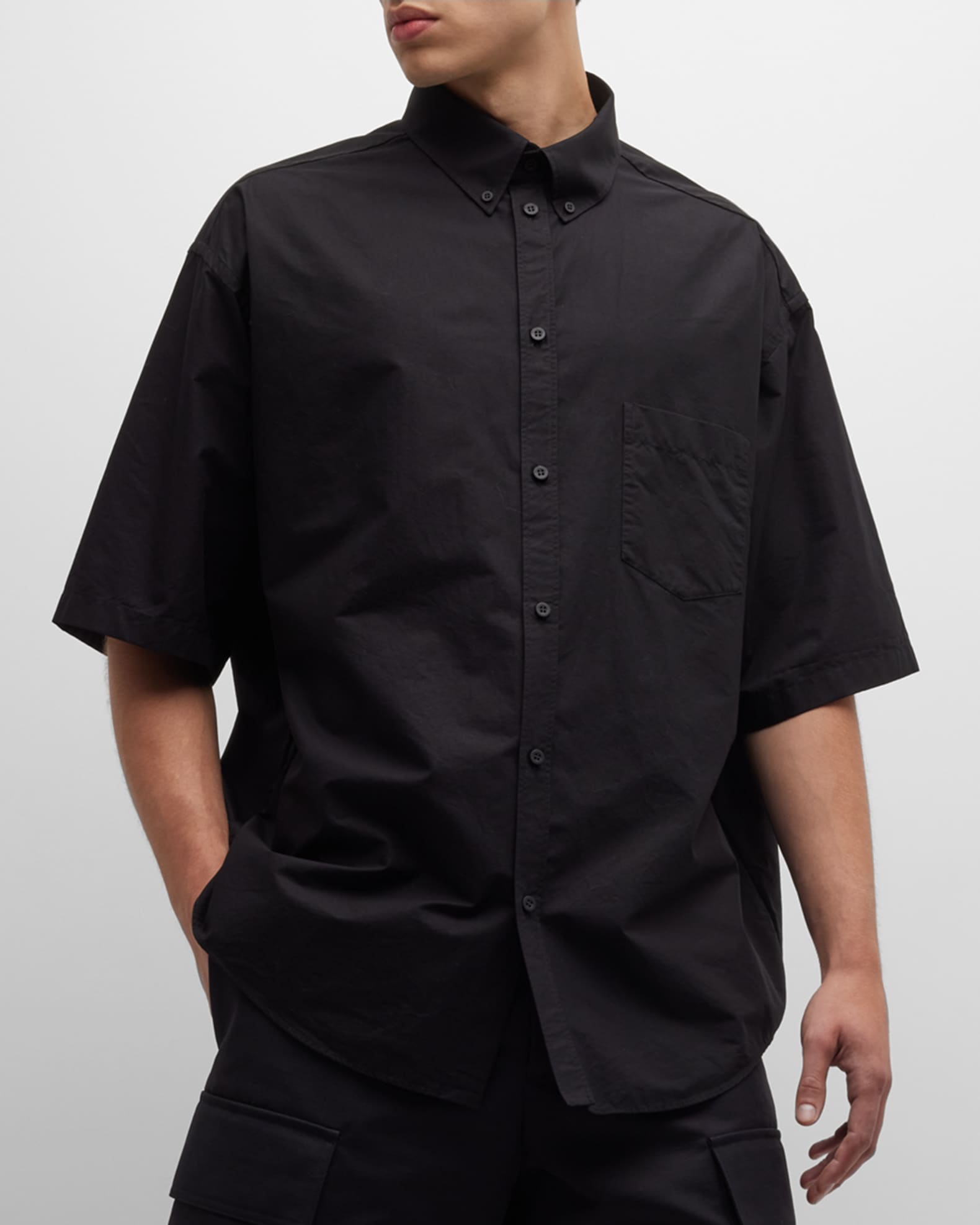 Balenciaga Crypto Short Sleeve Shirt Large Fit | Neiman Marcus