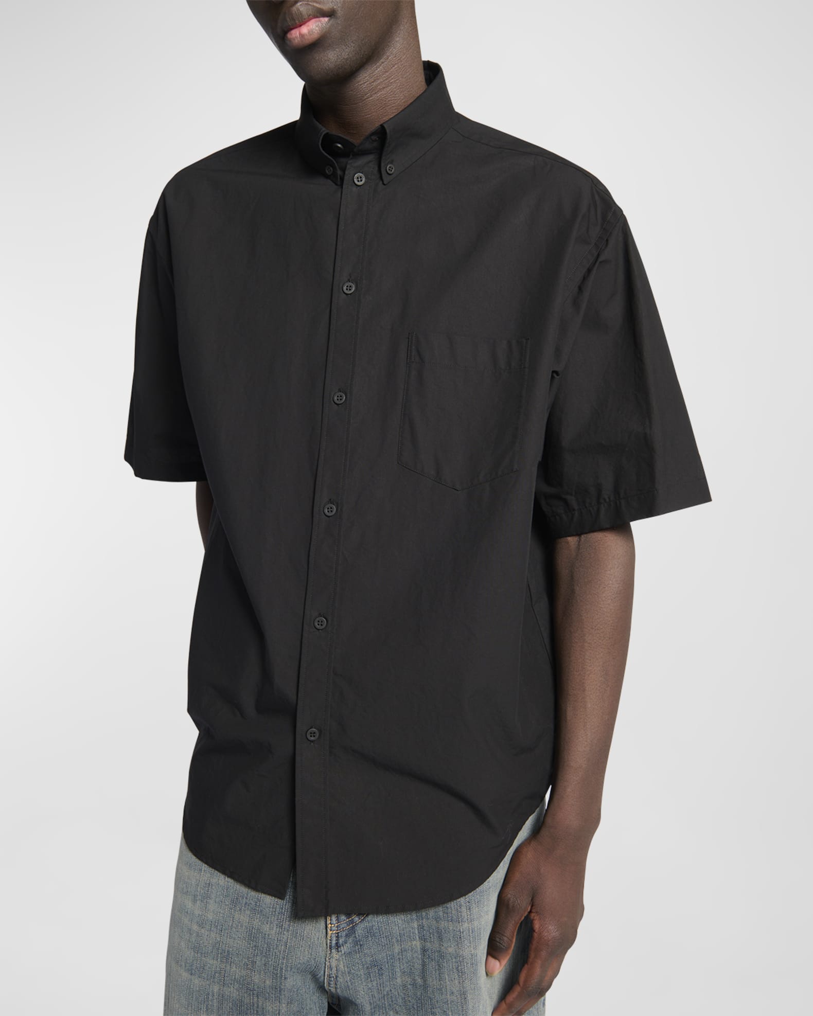 Balenciaga Crypto Short Sleeve Shirt Large Fit | Neiman Marcus