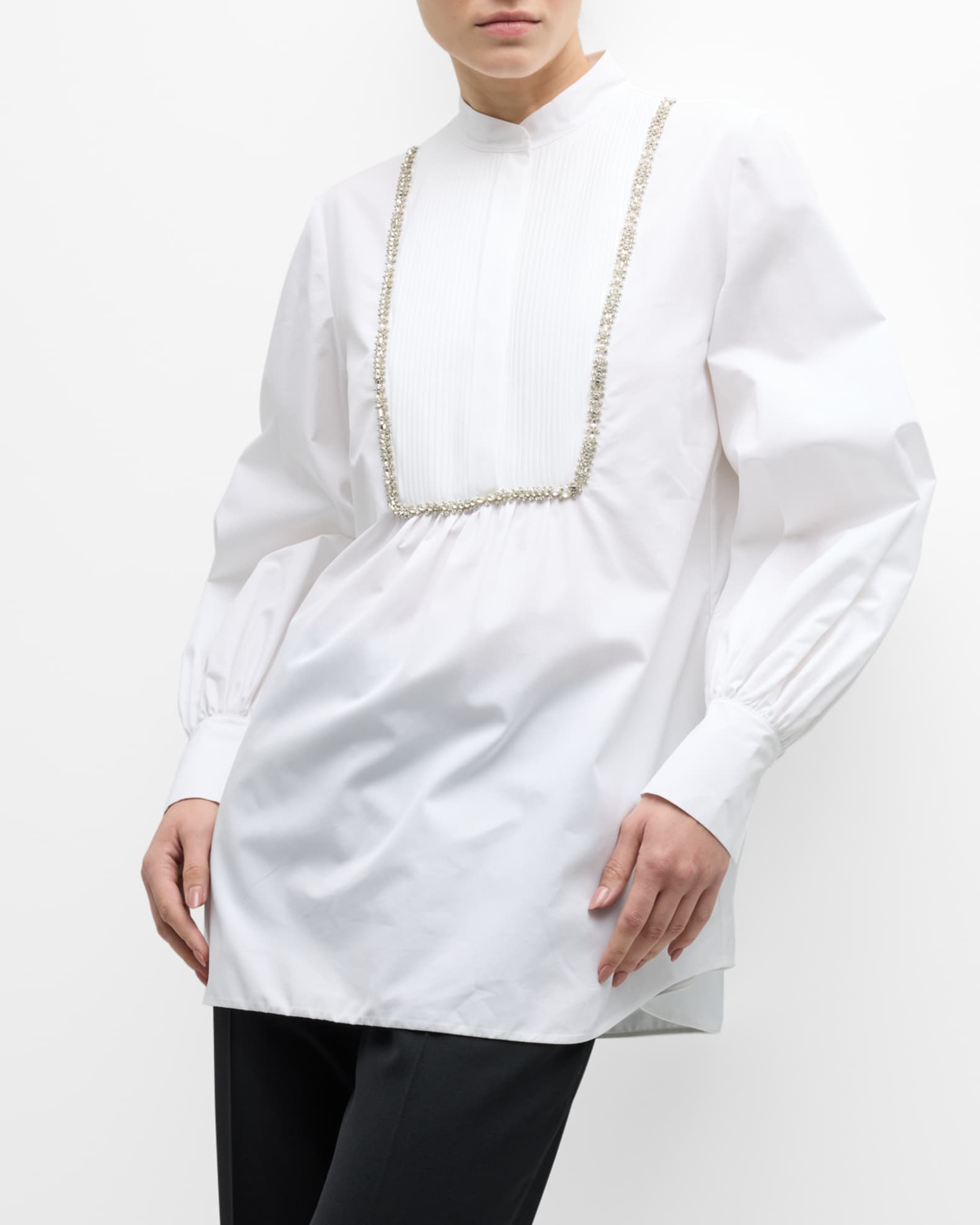 Dice Kayek Crystal Embroidered BibFront Tuxedo Blouse Neiman Marcus