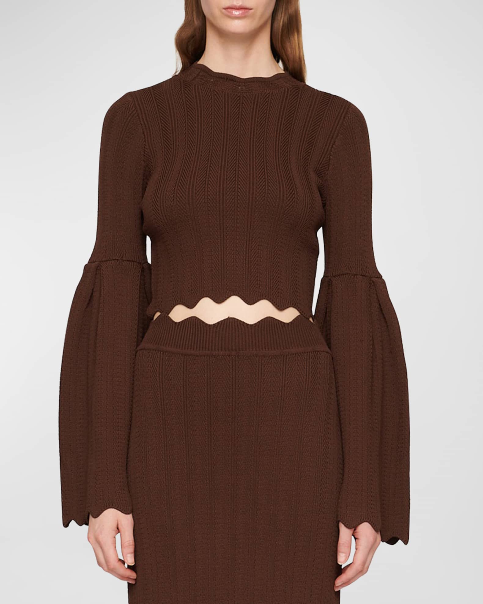 CLEA Chloe Scallop Trim Knit Pullover Neiman Marcus