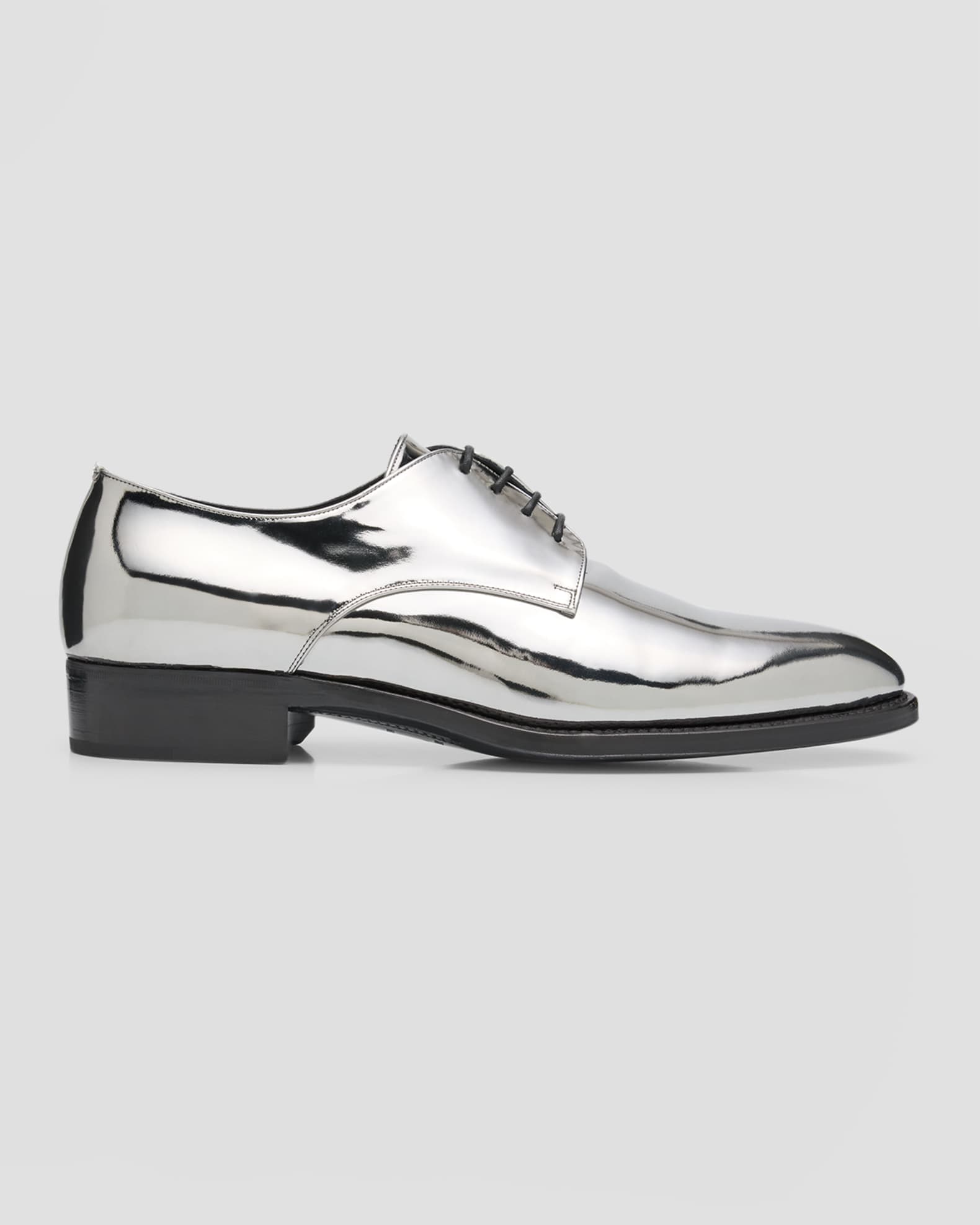 Saint Laurent Men's Adrien 25 Metallic Leather Derby Shoes