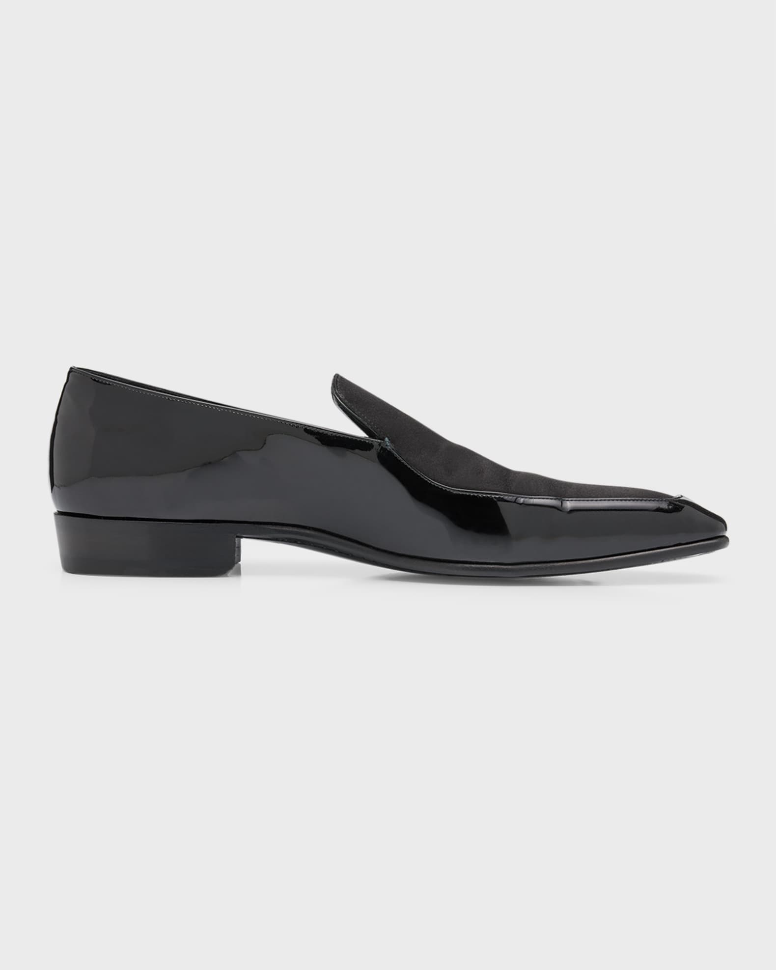 Saint Laurent Men s Gabriel Patent Leather and Satin Loafers Neiman Marcus