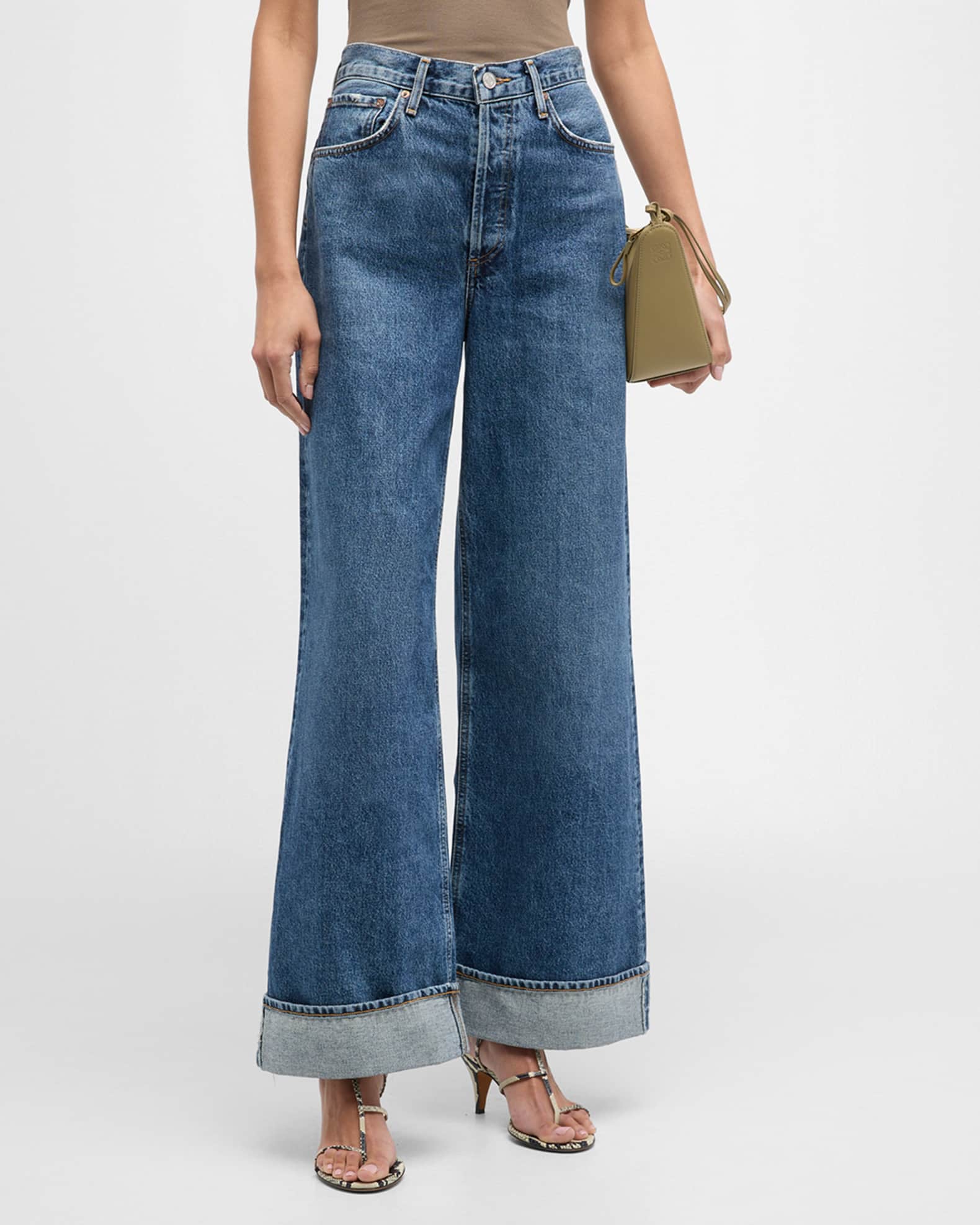 Dame Wide-Leg Cuffed Jeans 1