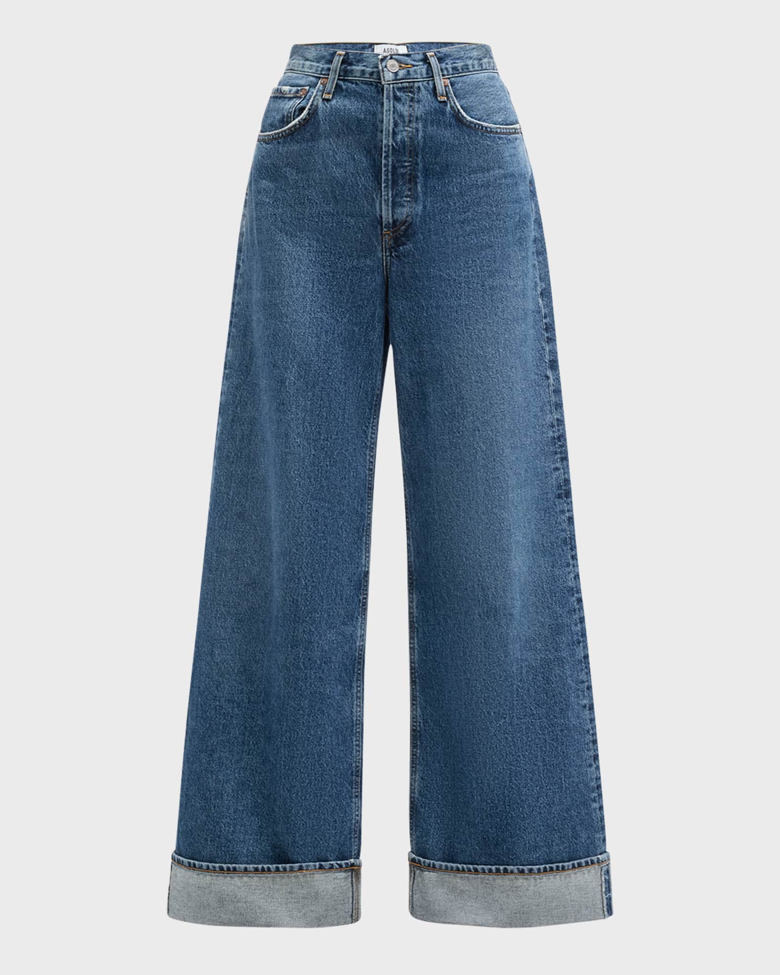 Dame Wide-Leg Cuffed Jeans 0