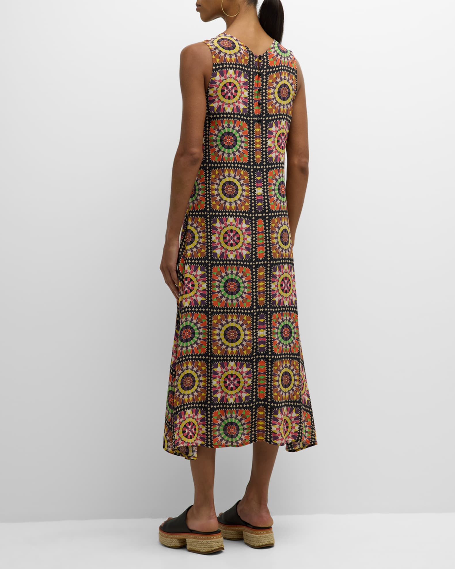 Johnny Was Lyon Sleeveless Tile-Print Maxi Dress | Neiman Marcus