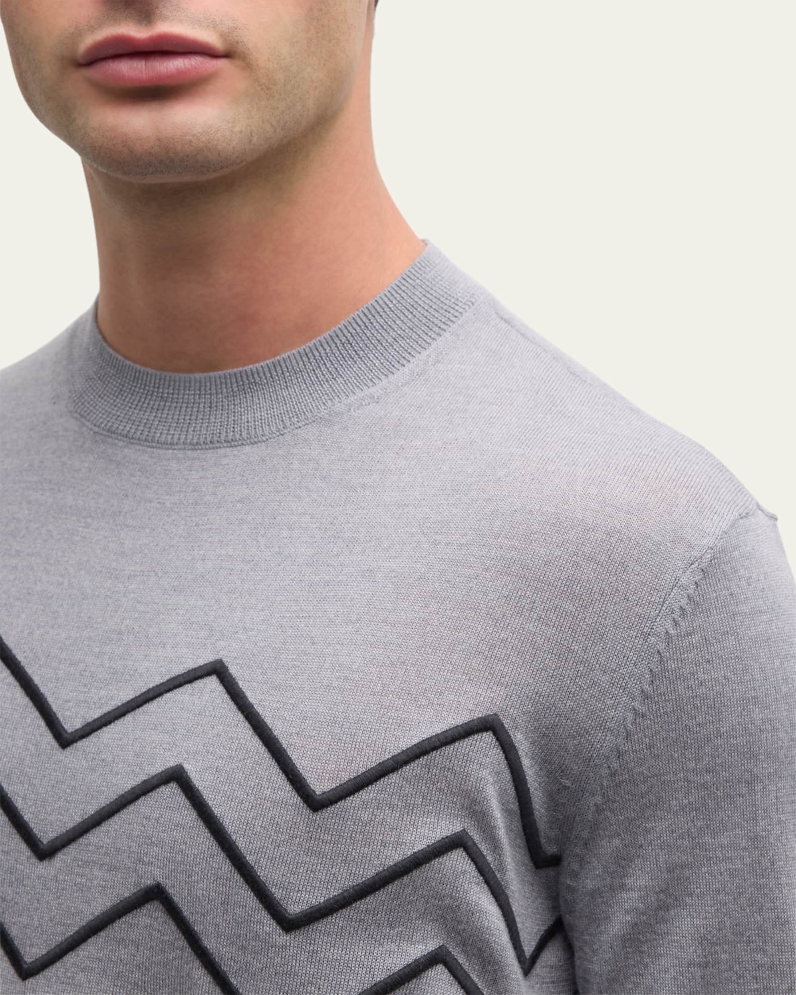 Emporio Armani Men's Embroidered Zigzag Wool Sweater