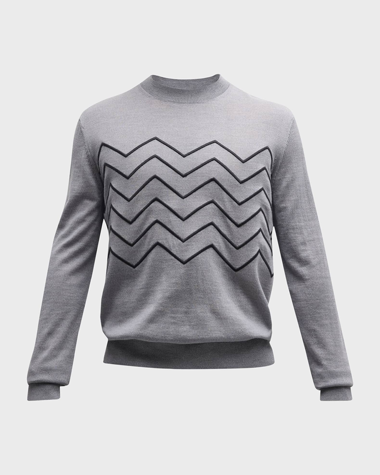 【初回限定】 Emporio Armani Men's Embroidered Zigzag Wool Sweater トップス