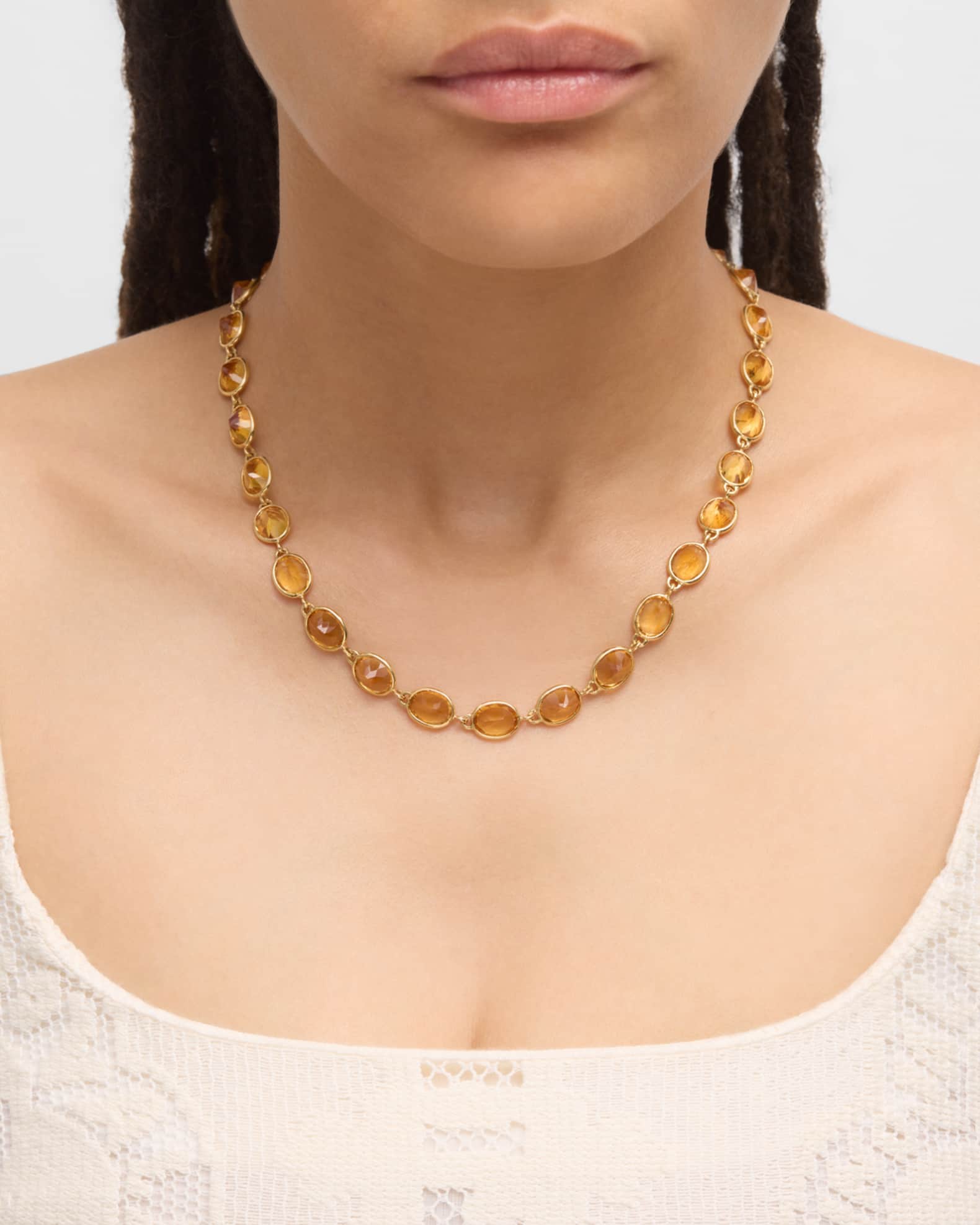 18K Yellow Gold 40 Oval Citrine Long Necklace, 24"L 1
