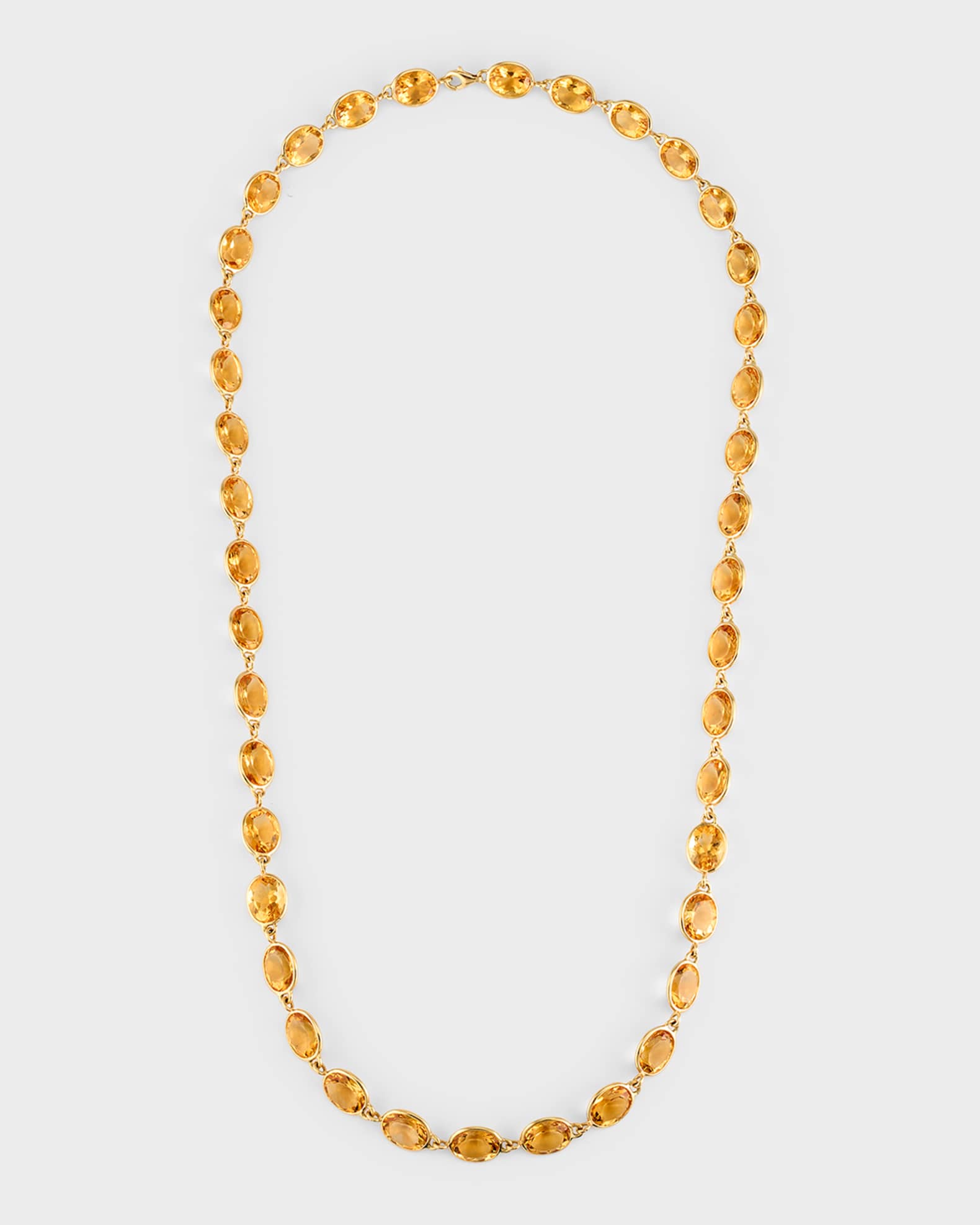 18K Yellow Gold 40 Oval Citrine Long Necklace, 24"L 0