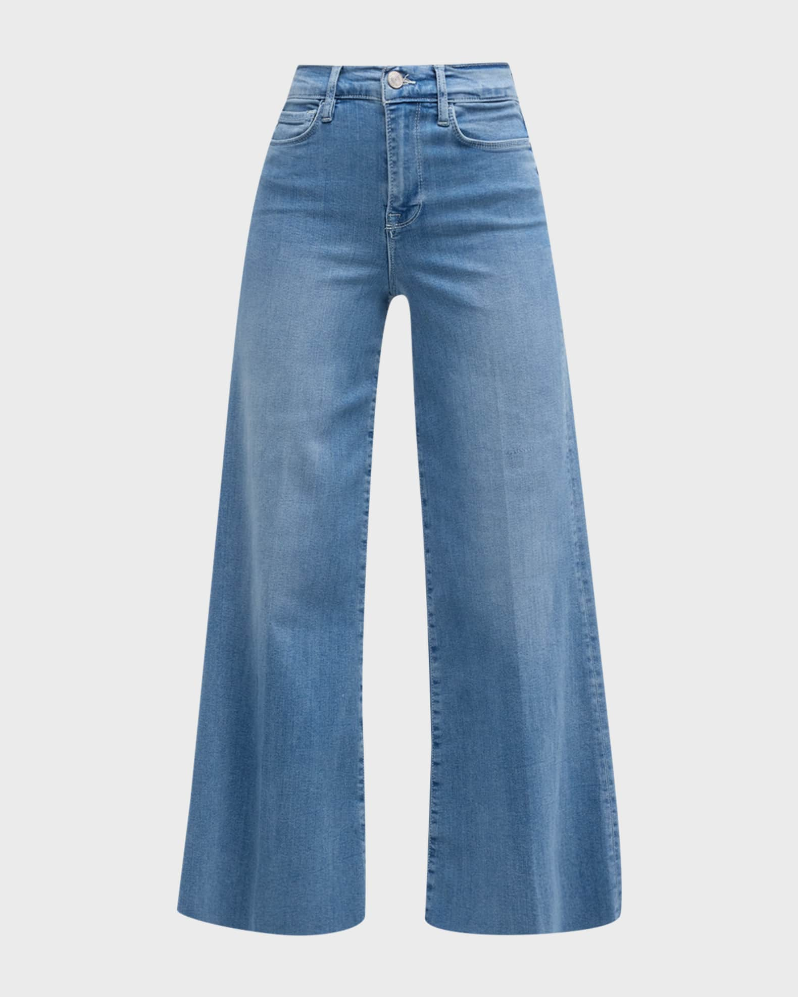 FRAME Le Palazzo Wide-Leg Raw Hem Jeans | Neiman Marcus