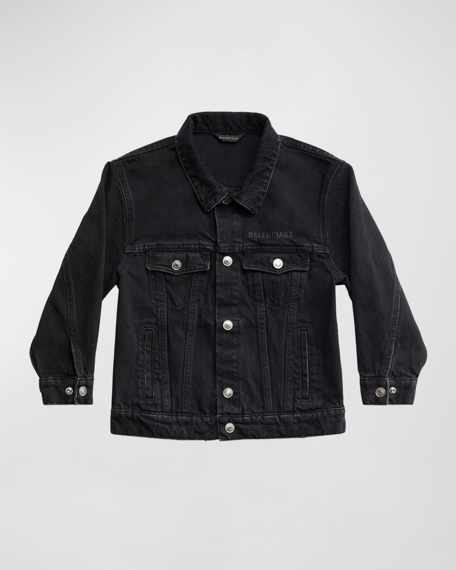 Balenciaga Kid's Logo-Print Japanese Oversized Denim Jacket