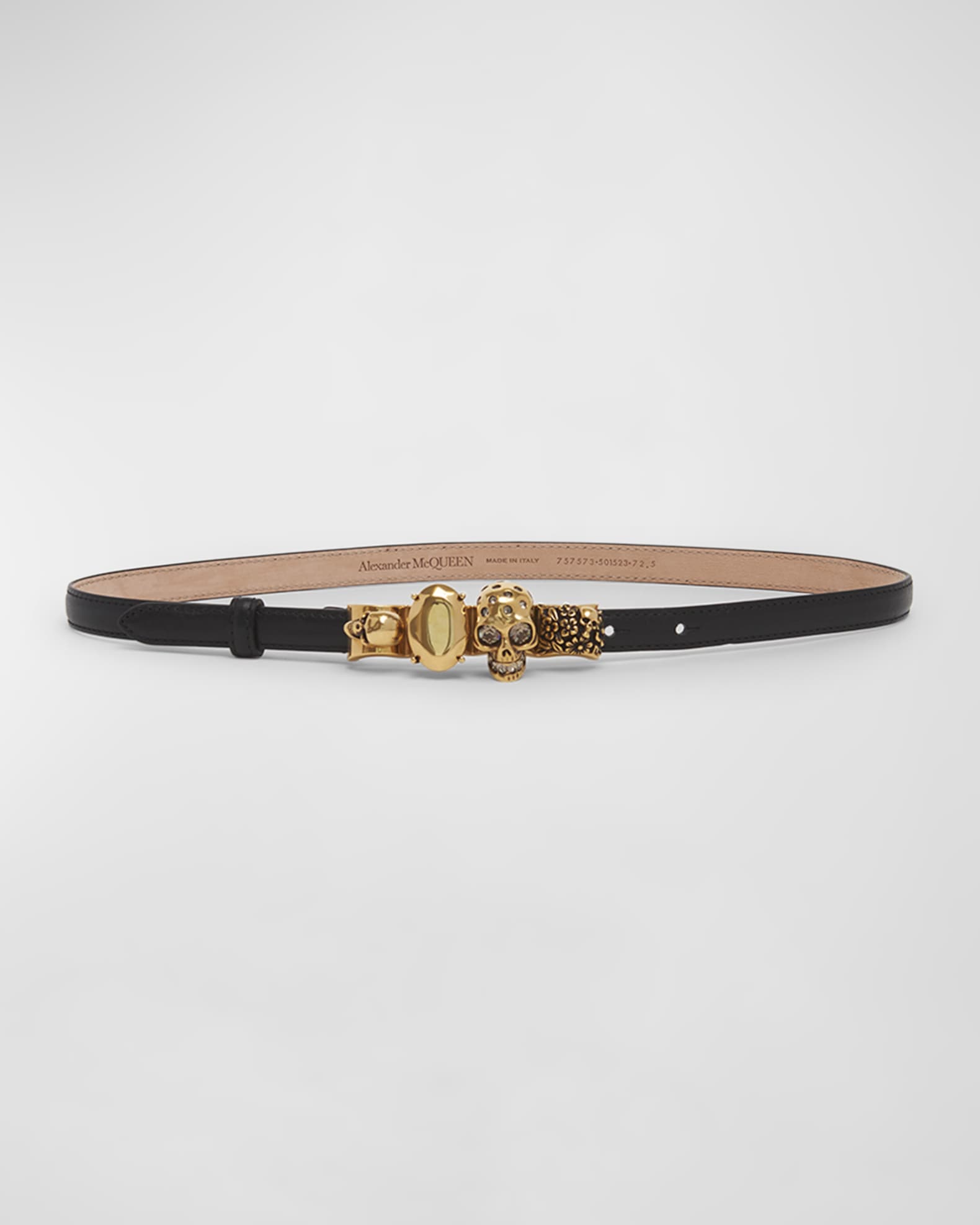 The Knuckle Black Leather Skinny Belt 0