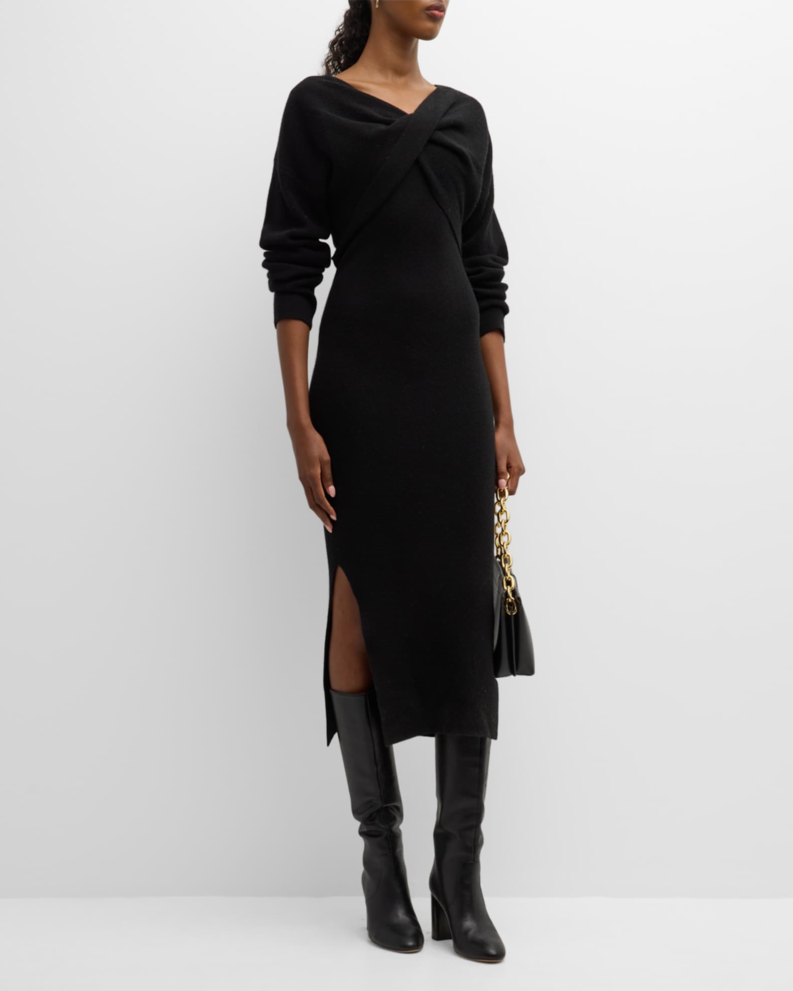 Naadam Wool-Cashmere Ribbed Shawl and Midi Dress Set | Neiman Marcus