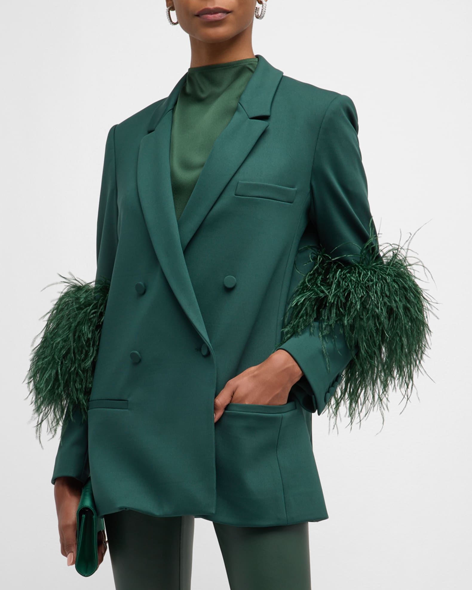 Feather blazer jackets top
