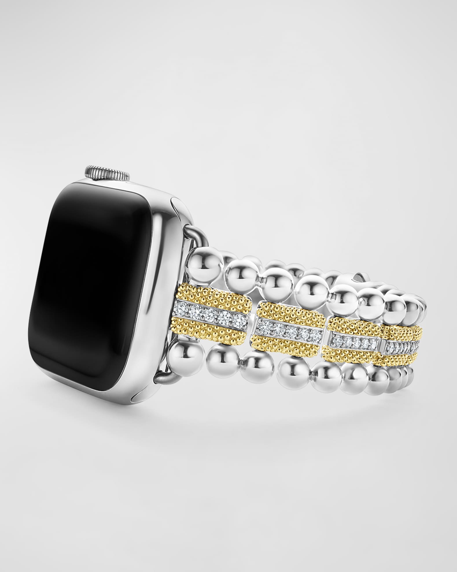 Smart Caviar Two-Tone Sterling Silver and 18k Gold Diamond 38mm Apple Watch Bracelet, Size 7 0