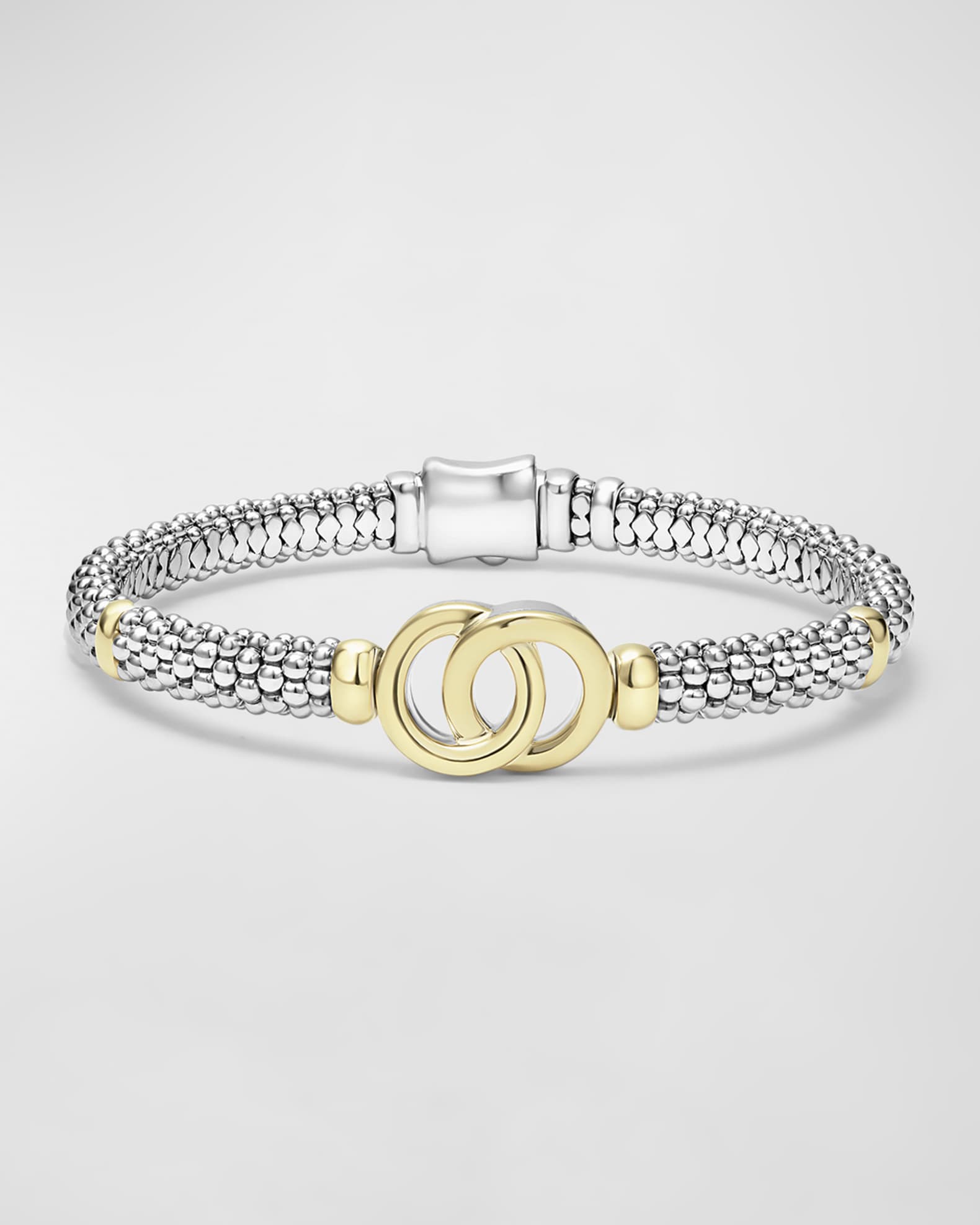 LAGOS Sterling Silver and 18K Signature Caviar Bracelet, 6mm