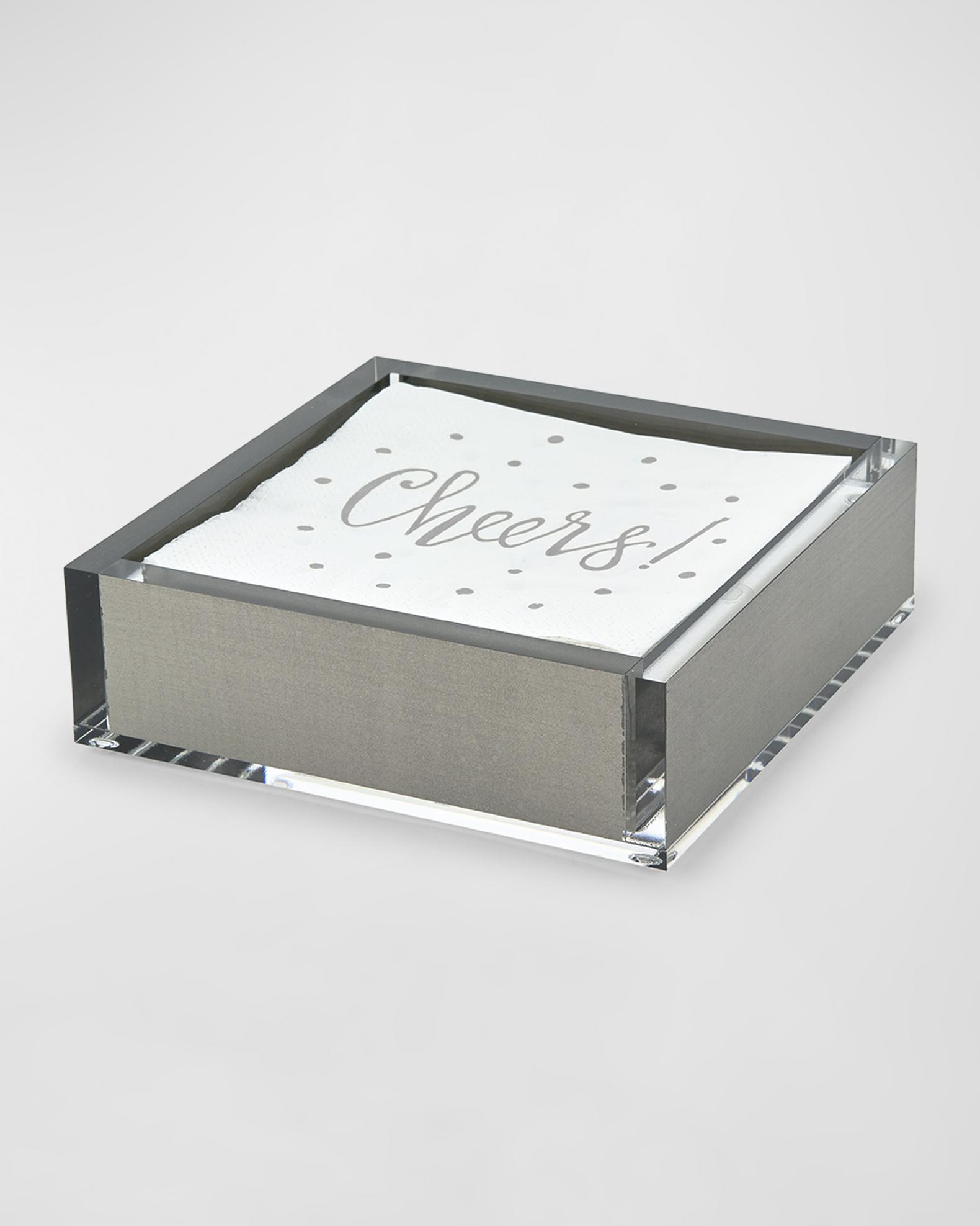 Tizo Silver Lucite Cocktail Napkin Tray | Neiman Marcus