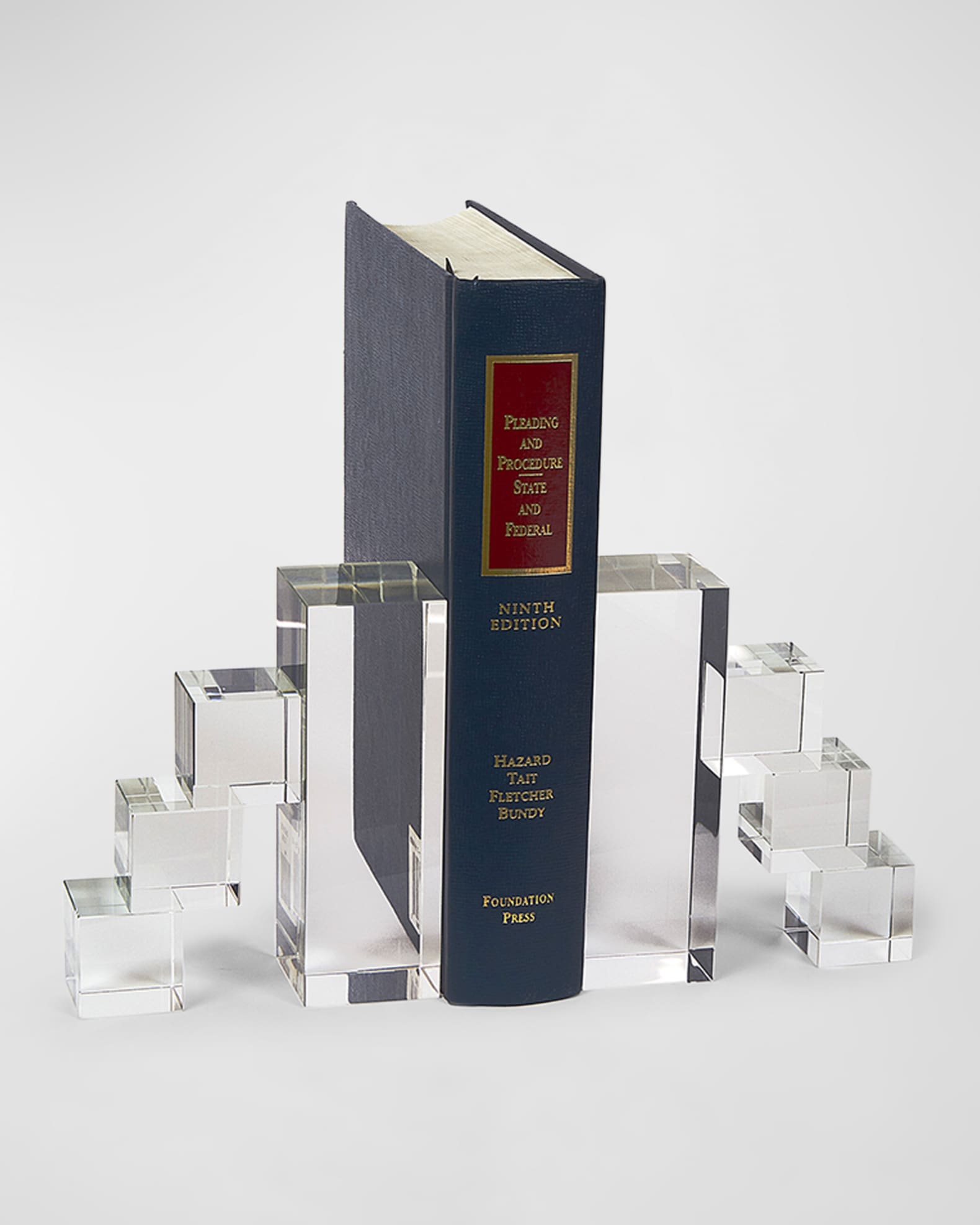 Clear Crystal Block Steps Bookend Pair 1