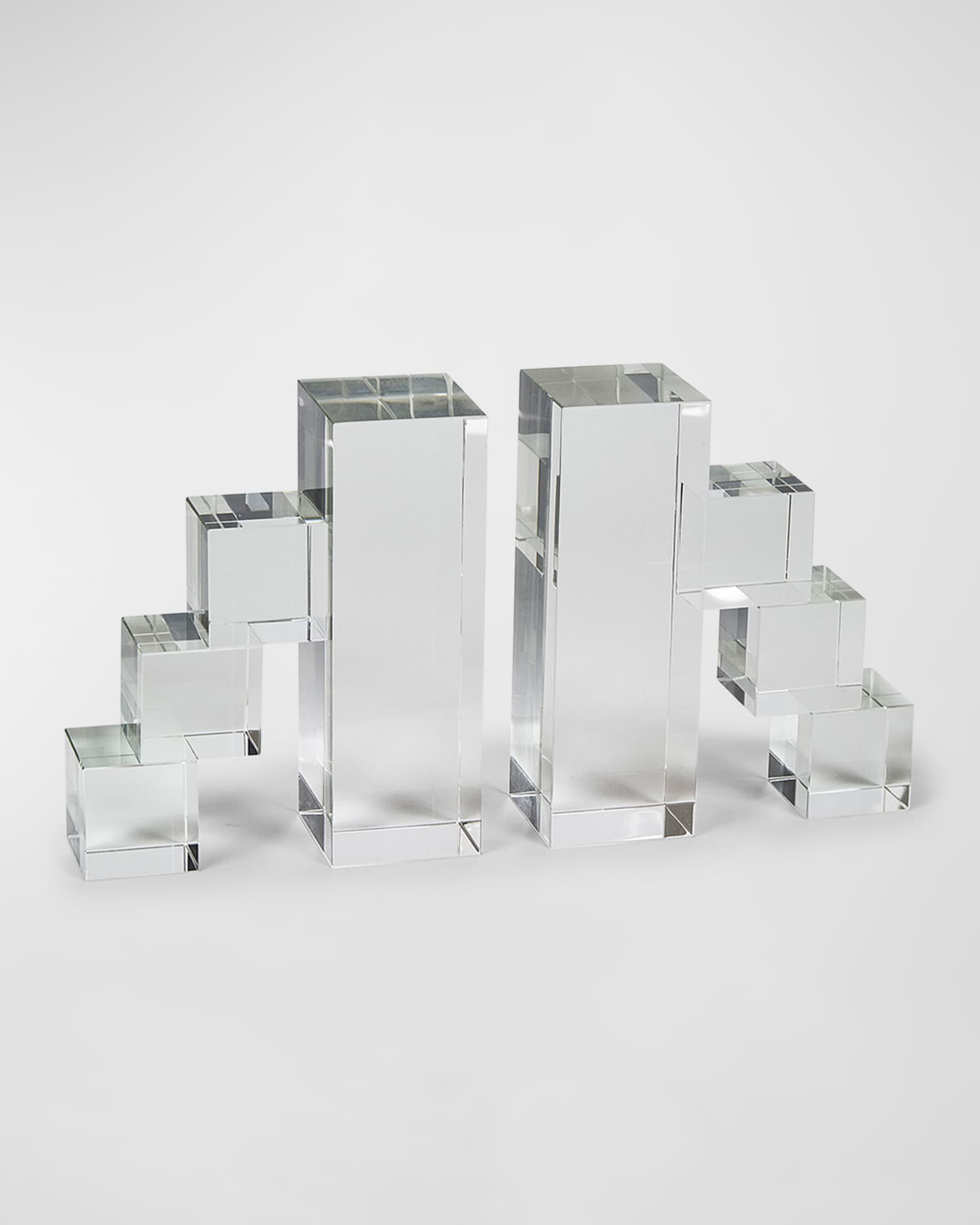Clear Crystal Block Steps Bookend Pair 0