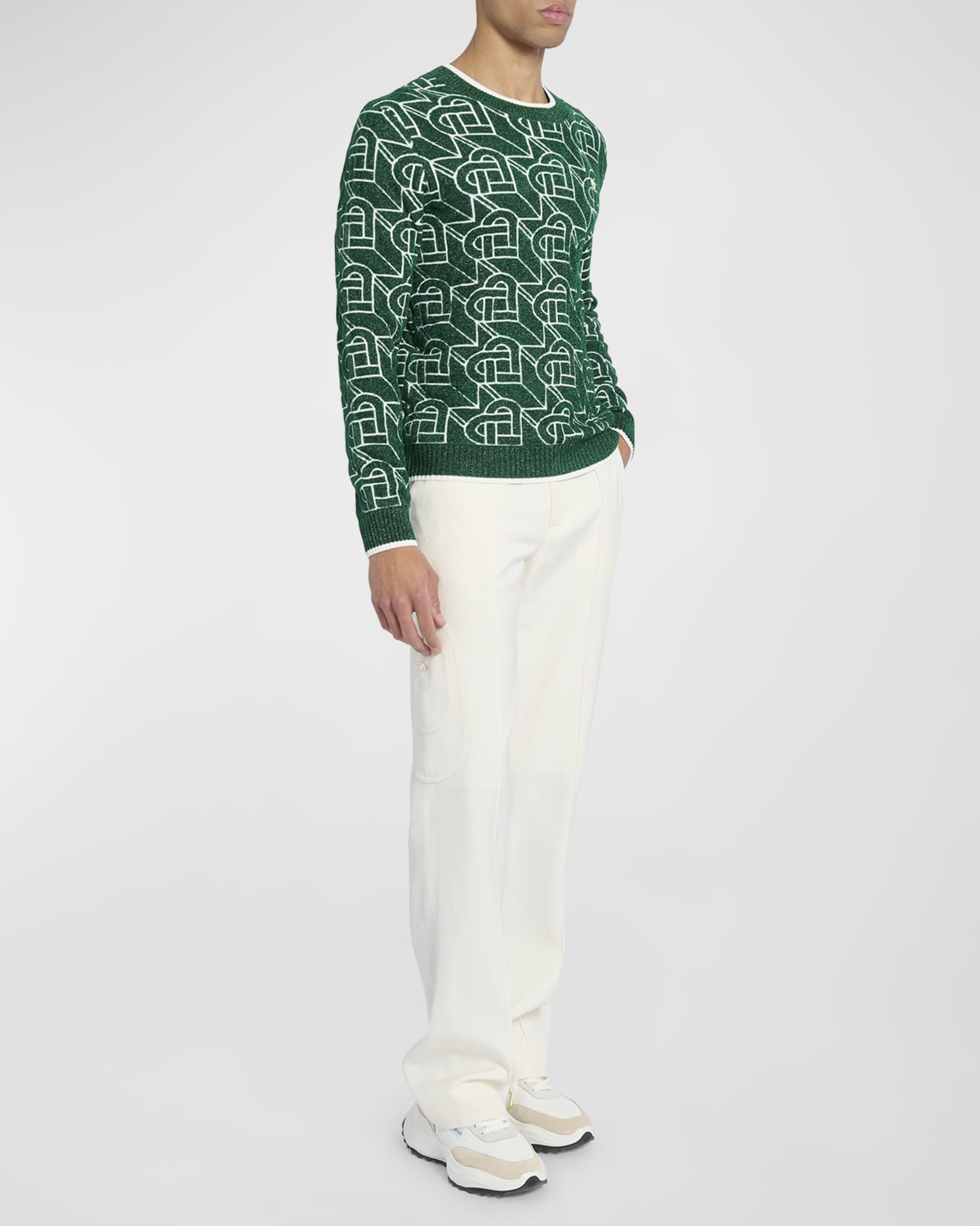 CASABLANCA Luxury Sweater Man White Sweater 3 D Monogram