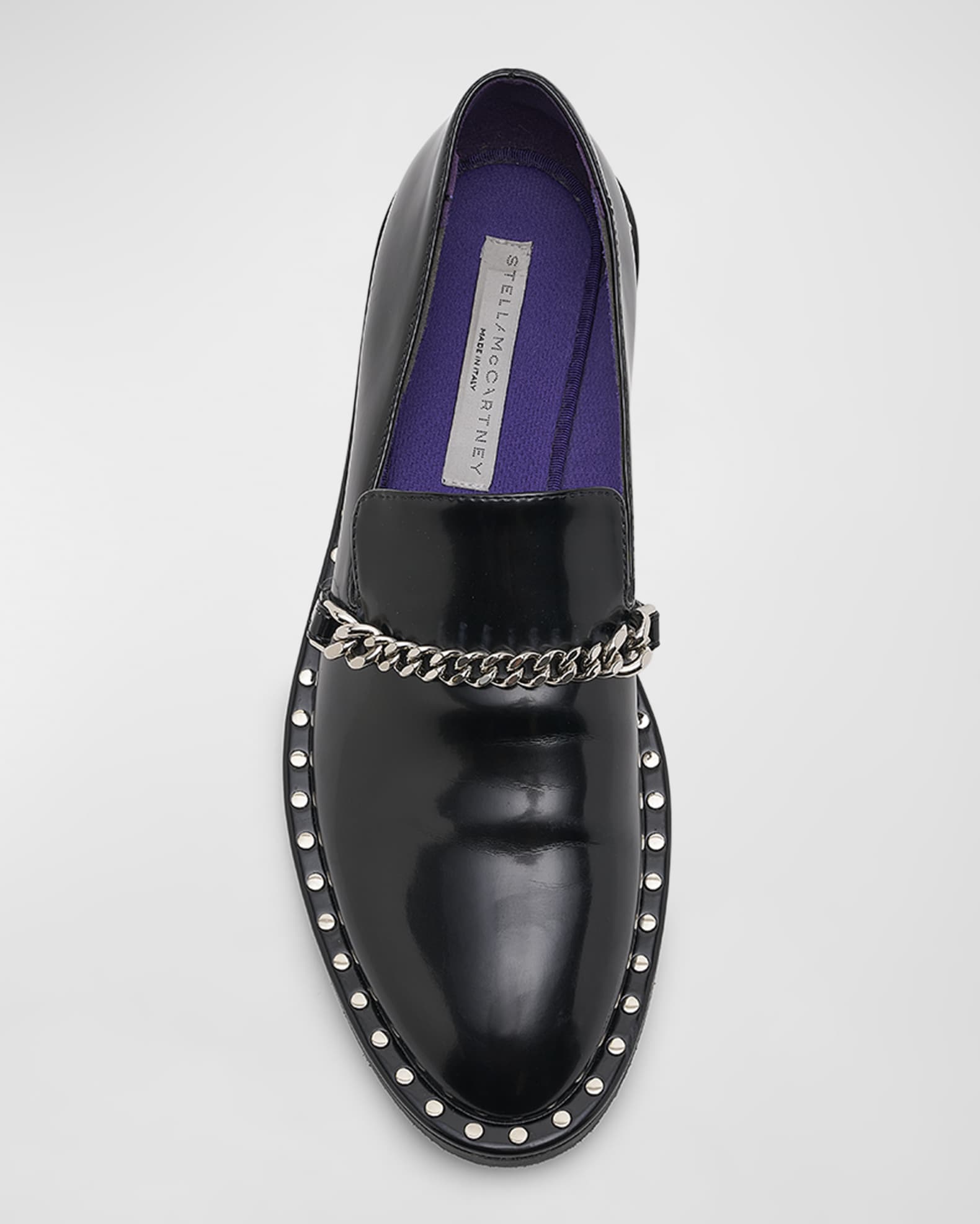 Stella McCartney Falabella Faux Patent Chain Loafers | Neiman Marcus