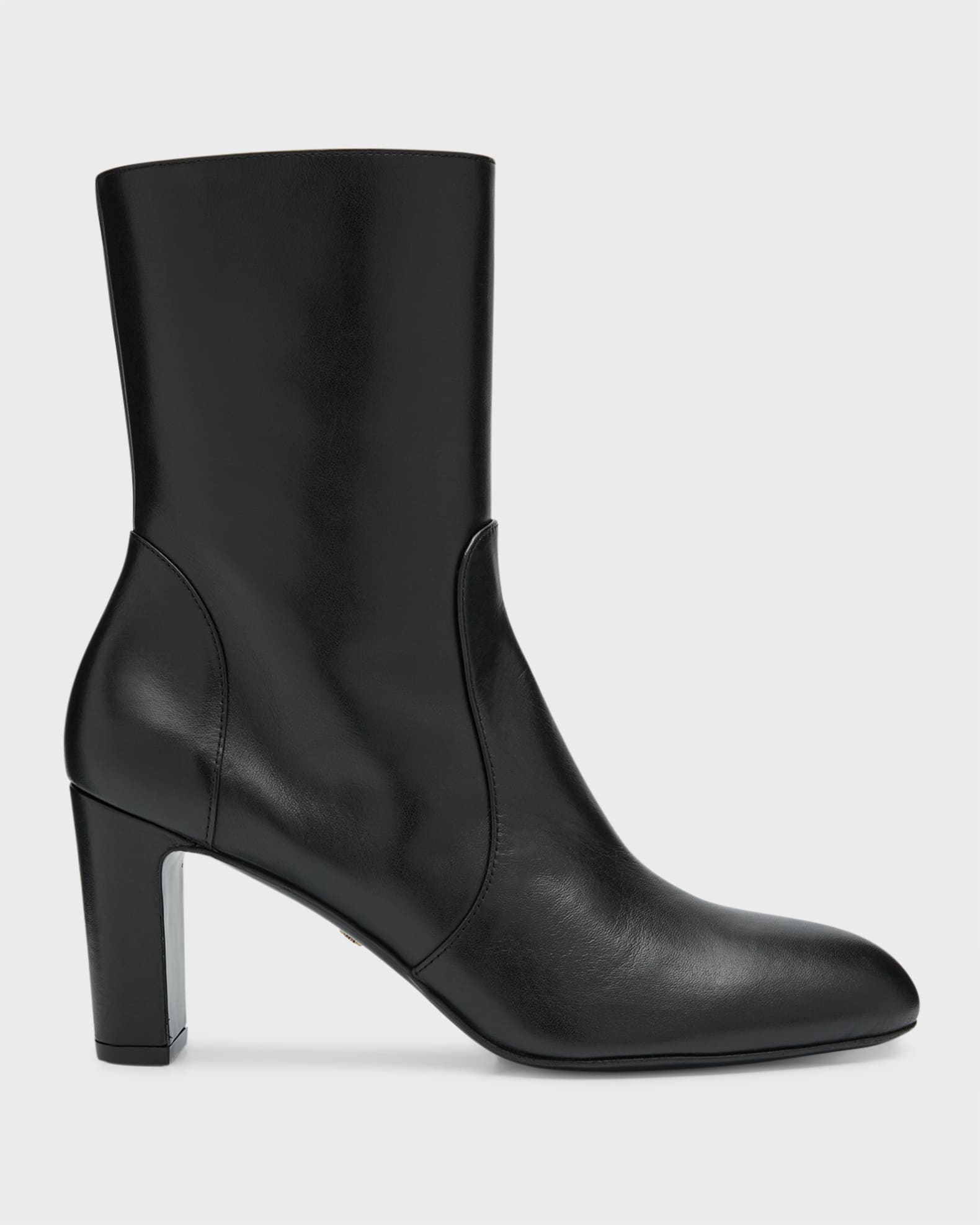 Stuart Weitzman Vida Leather Block-Heel Booties