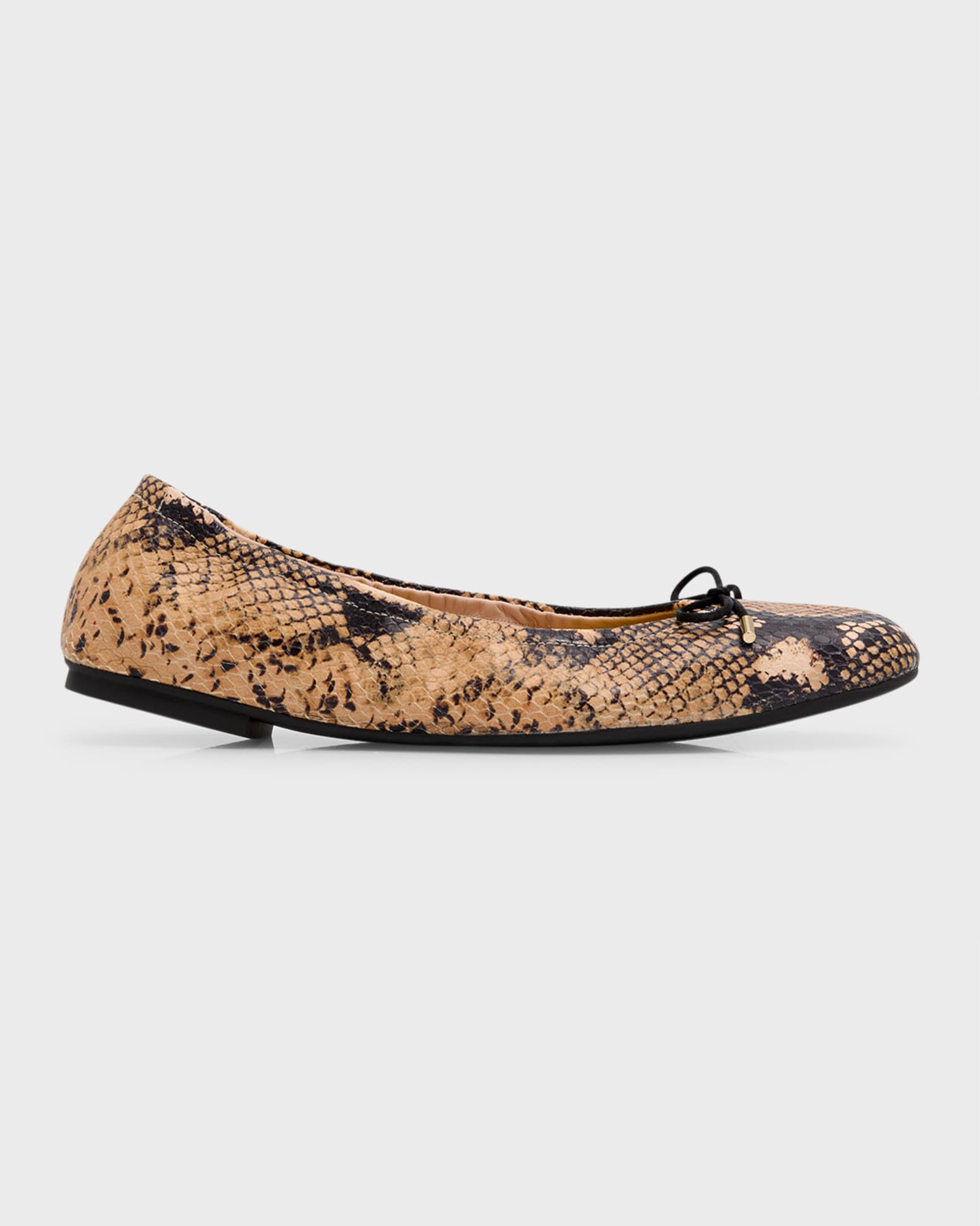 Stuart Weitzman Bardot Snake Embossed Bow Ballerina Flats Neiman Marcus