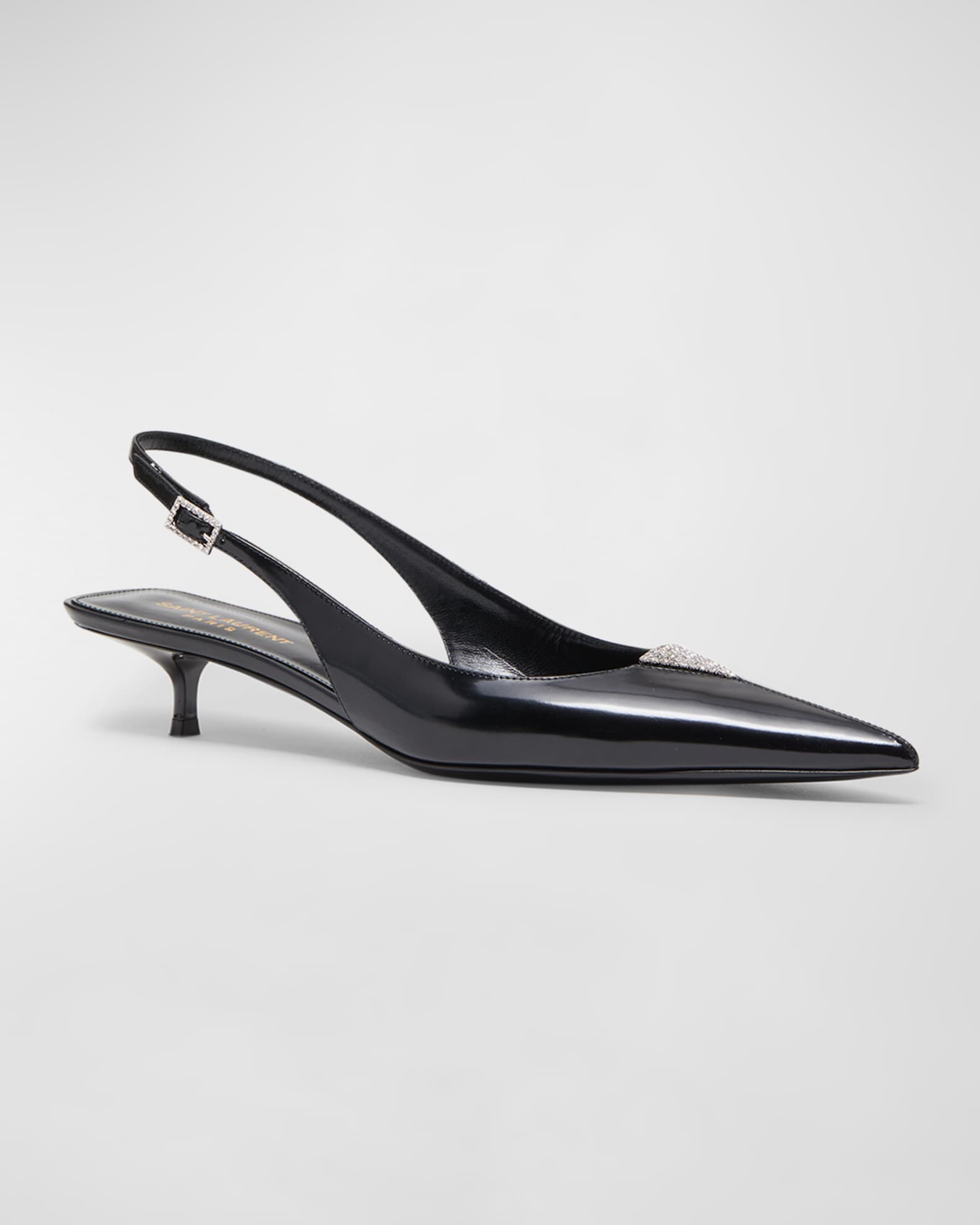 Prada 30mm Sling-Back Pumps Black Brushed Leather