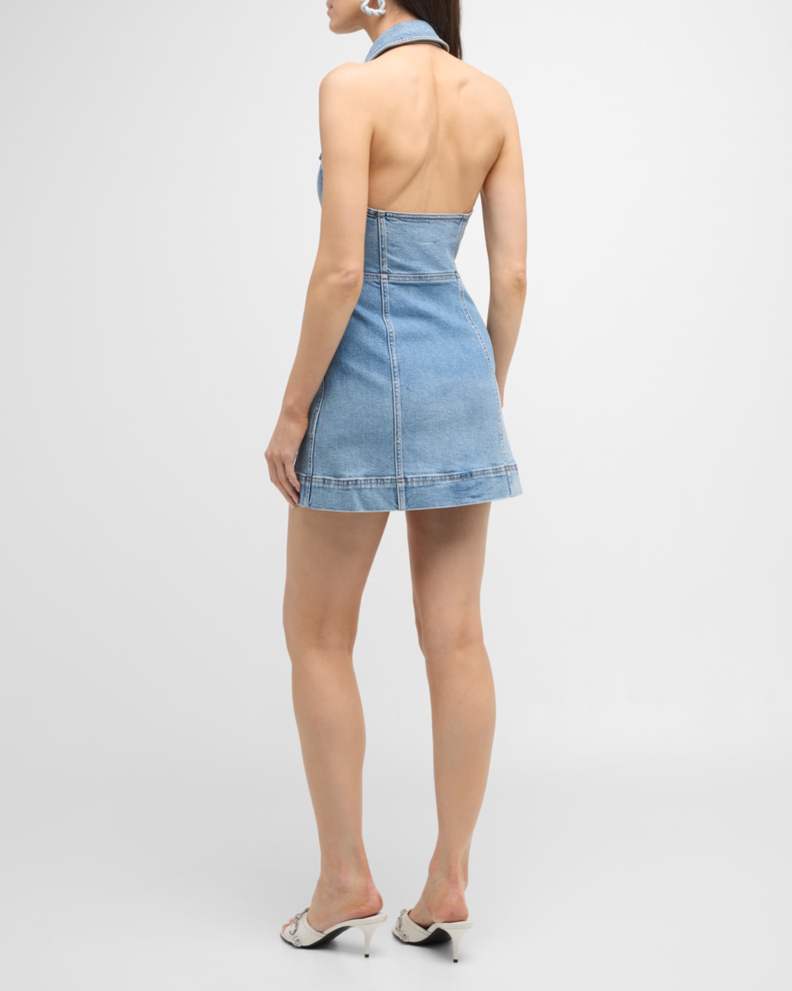 【Alice+Olivia】KENDALL デニム ホルターネック ミニ丈 ドレス Alice + Olivia Kendall Denim Halter Mini Dress | Neiman Marcus