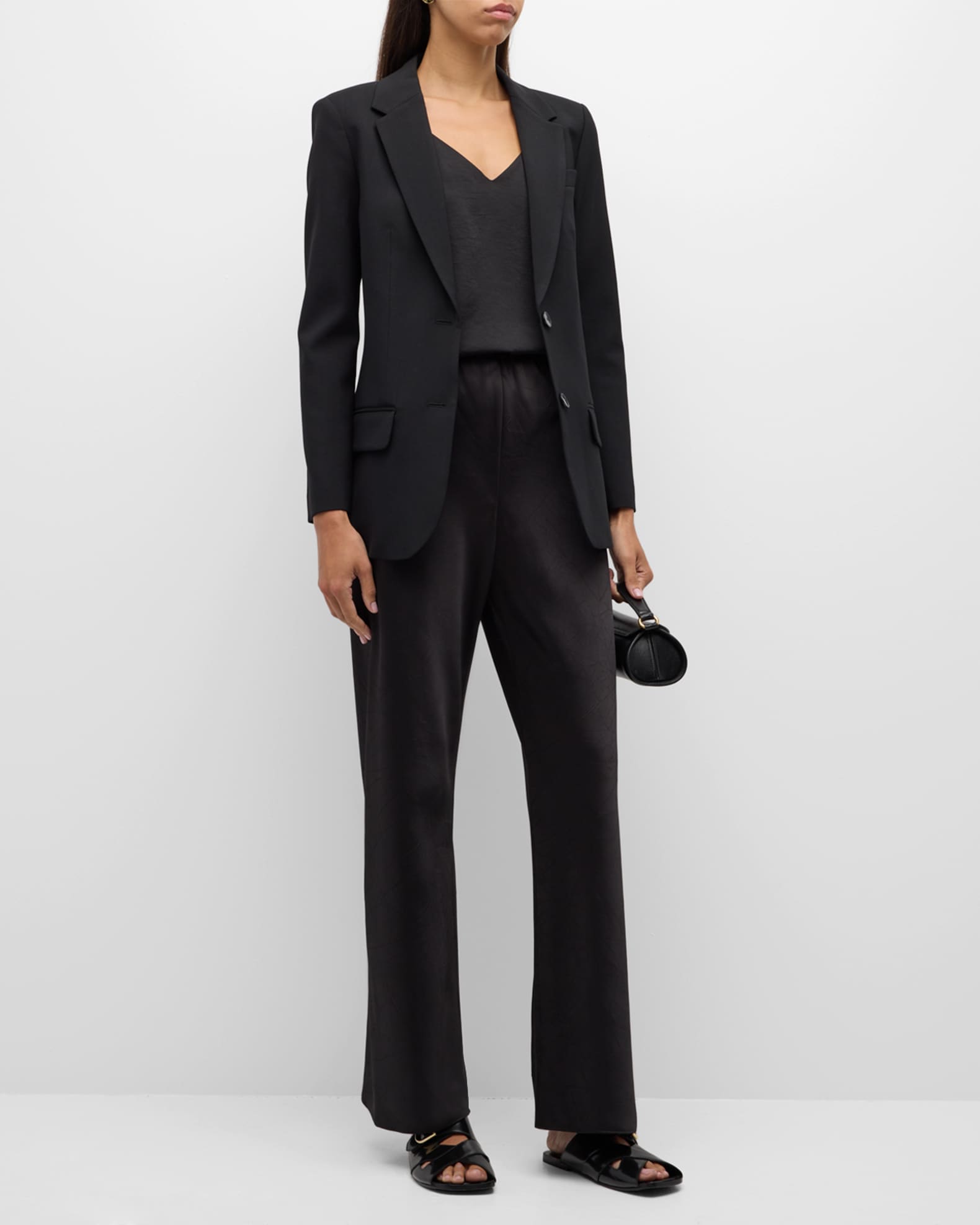 Single-breasted crêpe blazer in black - Joseph