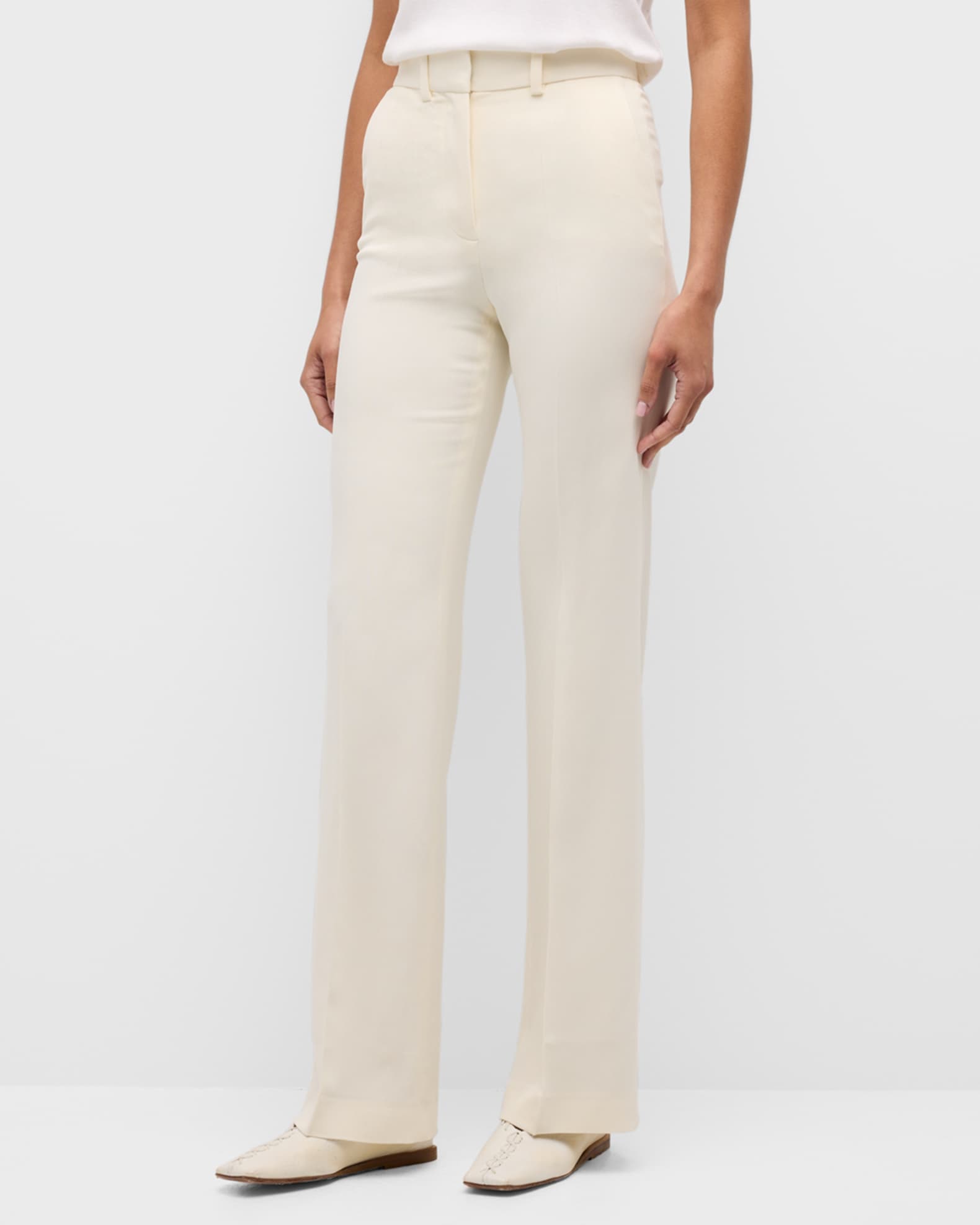 Morissey Mid-Rise Straight-Leg Cady Pants 1