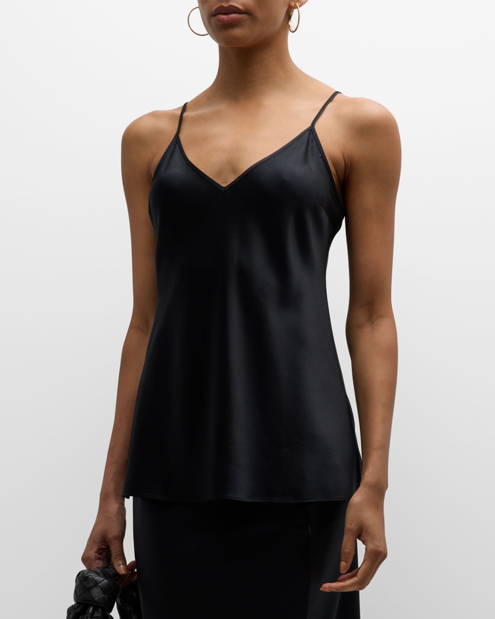 Joseph Clea Sleeveless V-Neck Silk Satin Top Neiman Marcus