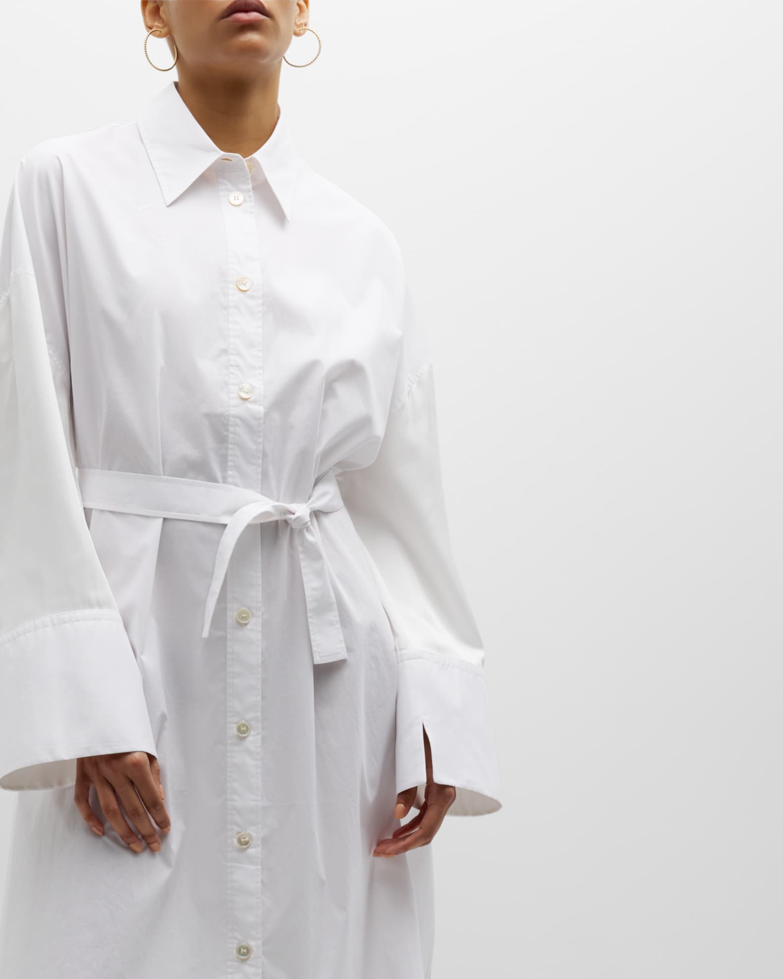 Joseph Darwin Belted Cotton Poplin Midi Shirtdress Neiman Marcus
